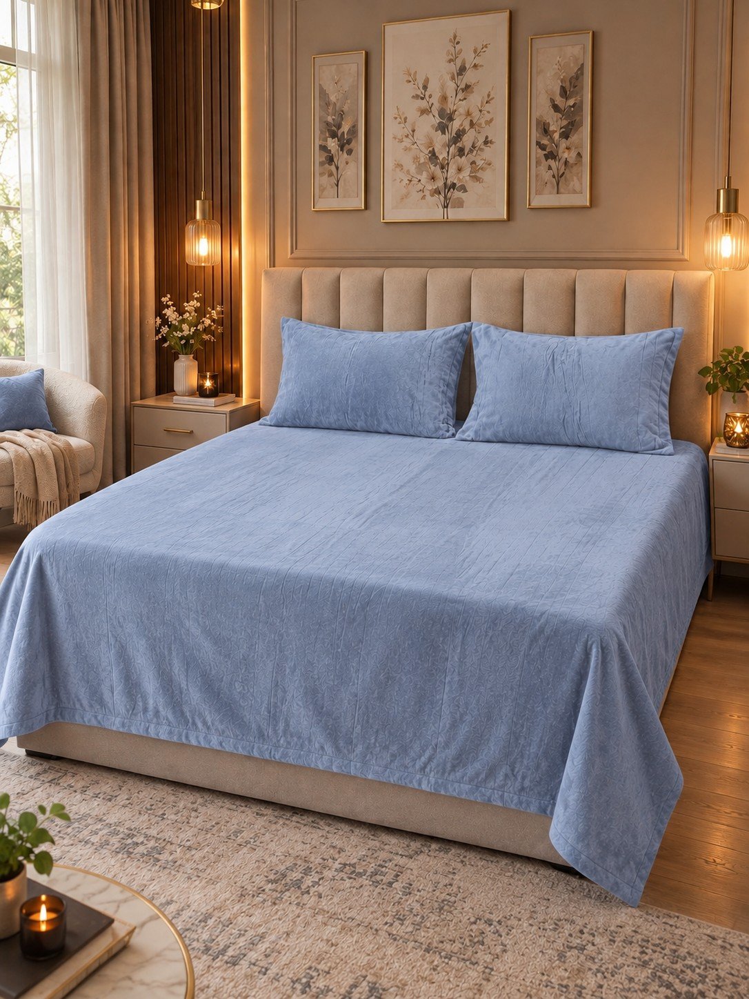 Ice Soft Velvet Fleece Bedsheet – King Size