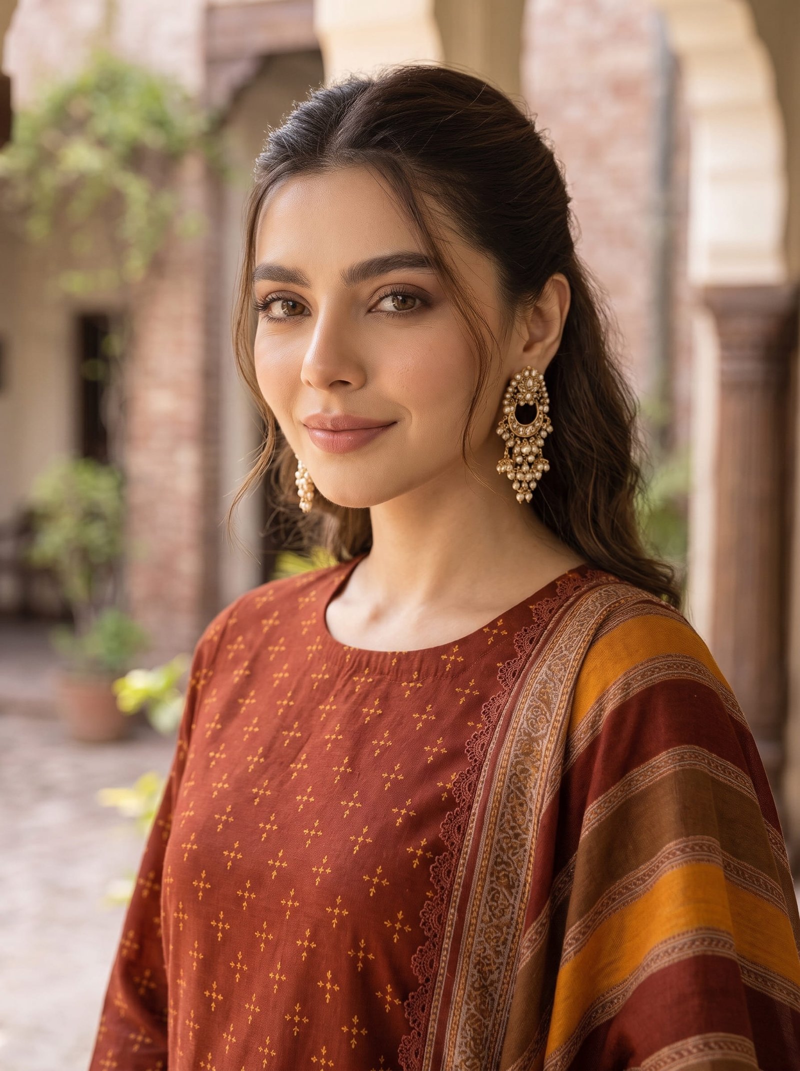 Mahpara Khaddar Printed 3-Piece Suit with Embroidered Daman & Laser-Cut Detailing