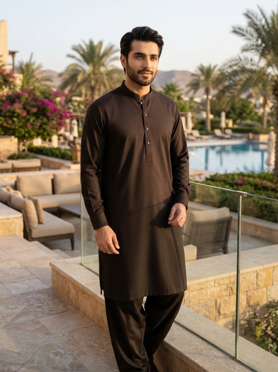 Caramel Brown Men’s Tropical Wash & Wear Fabric – 4 Meter Unstitched Suit