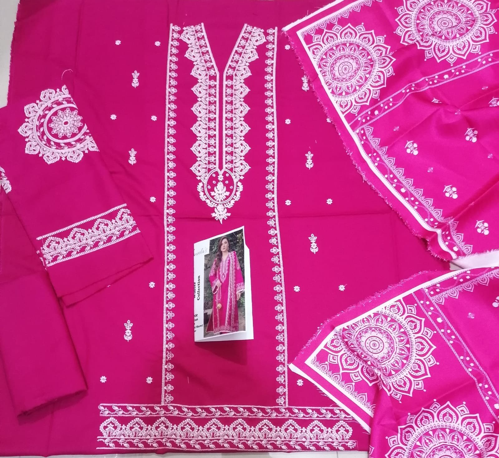 Premium Magneta Dhanak Embroidered Winter Collection with Pashmina Shawl Image 2