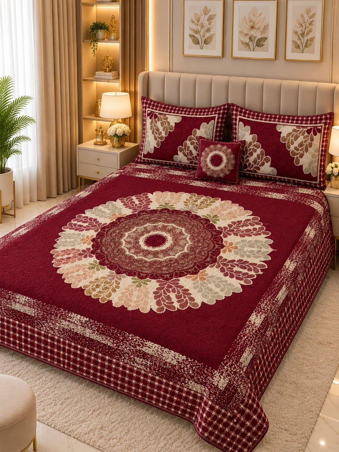 4 Piece King Size Velvet Jacquard Bedsheet Set – Premium Luxury Bedding Set