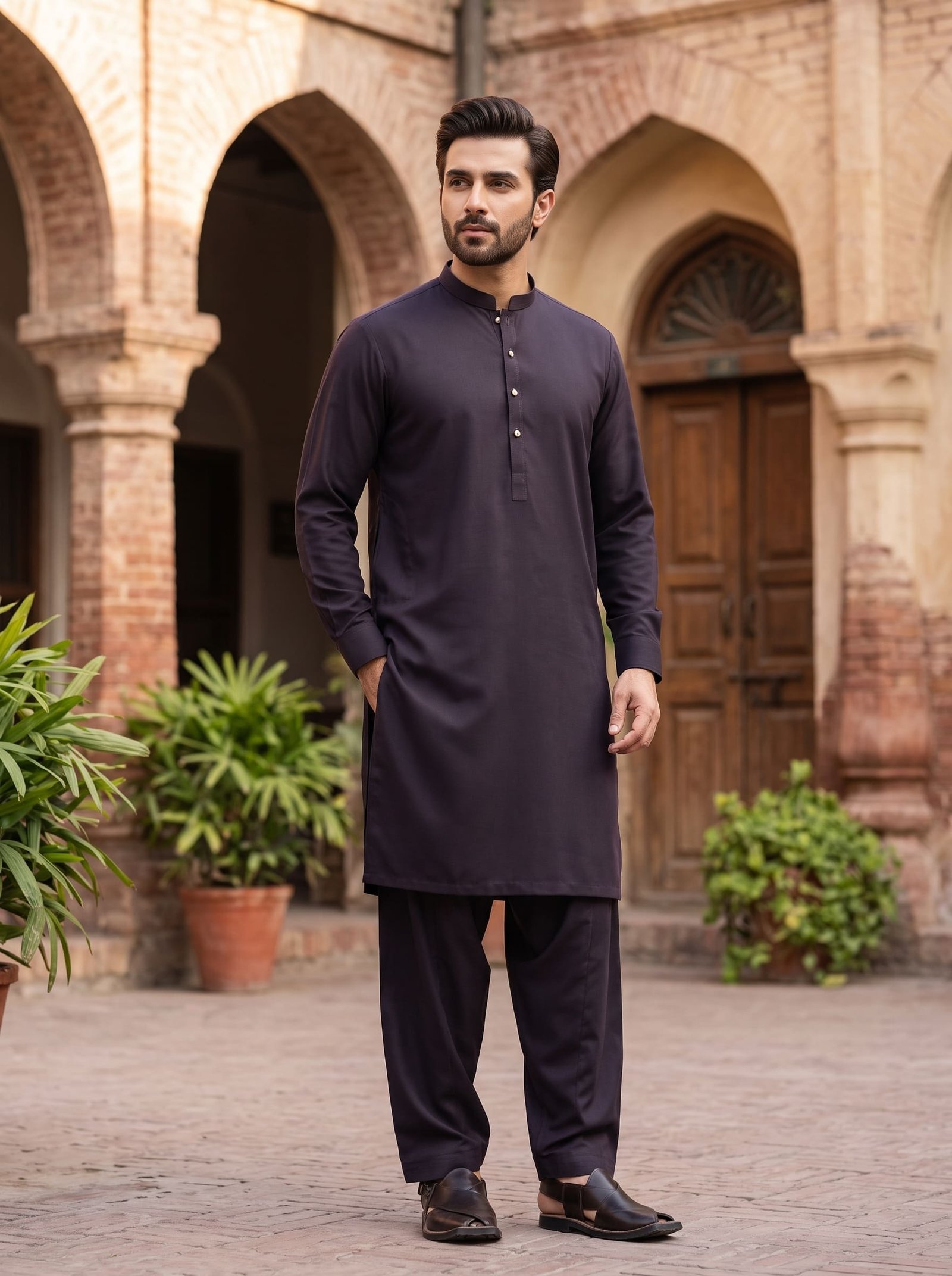 Dark Plum Spark Wool Unstitched Men’s 4 Meter Suit – Winter Collection Image 2