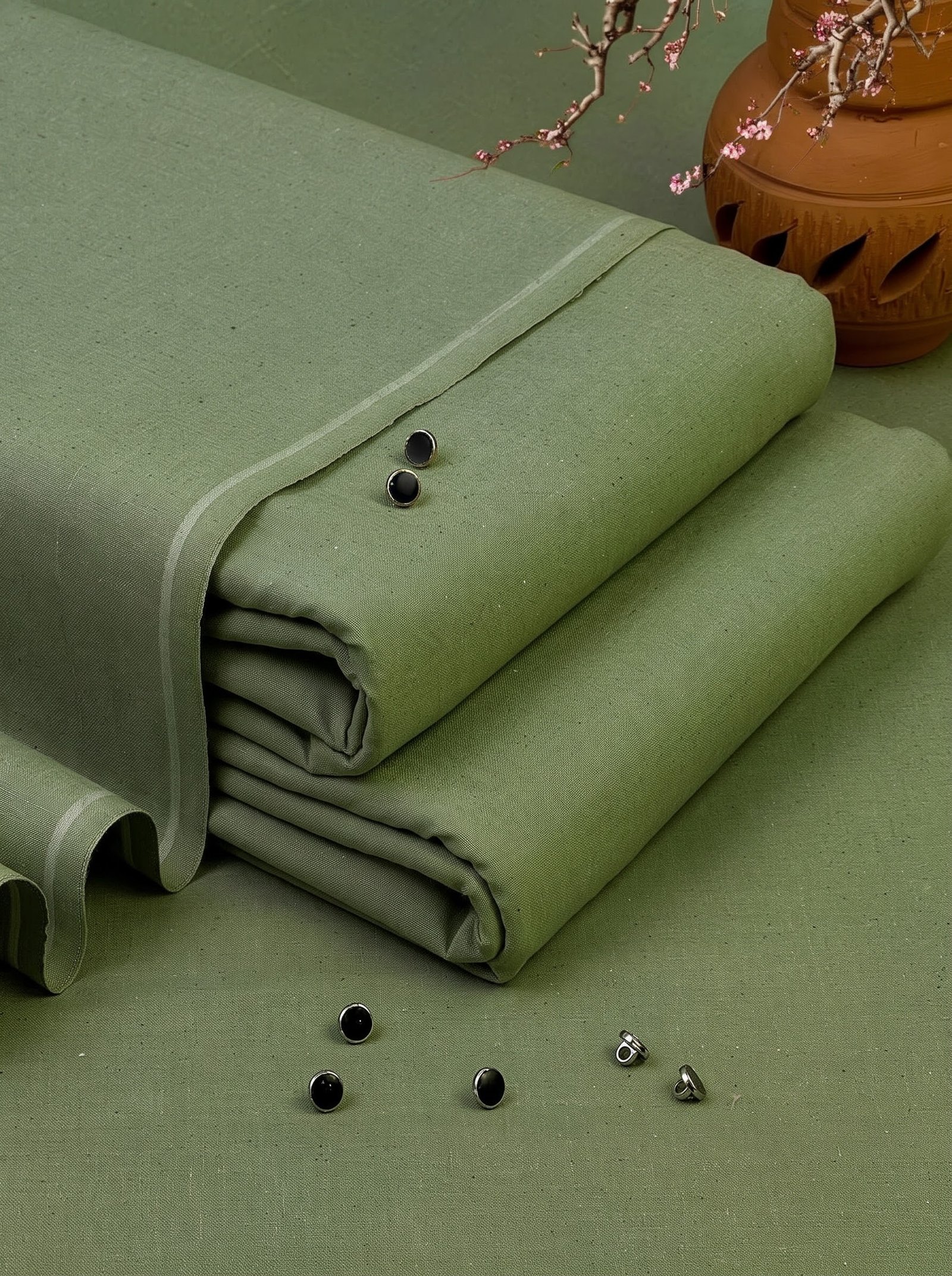 Sage Green Classic & VIP Khaddar Unstitched Men’s Winter Suit Image 2