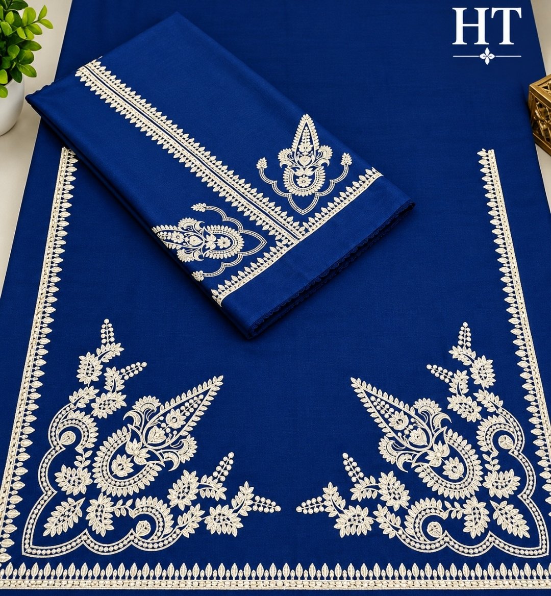 Mignight Blue Premium Dhanak Embroidered 2-Piece Suit – Winter Collection 2026-27 Image 2