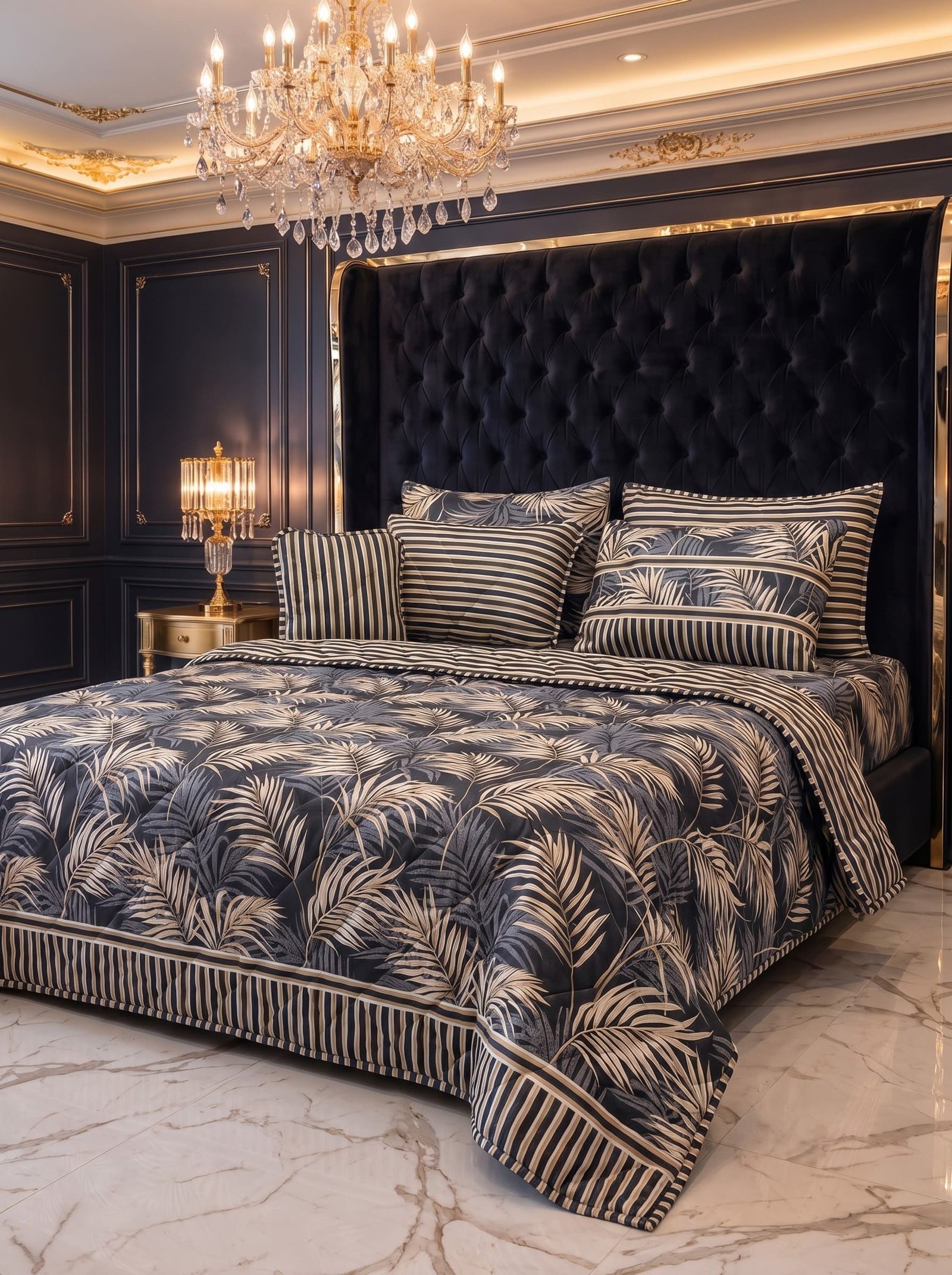 7-Piece Printed King Size Comforter Set – Cotton Mix Bedding Set