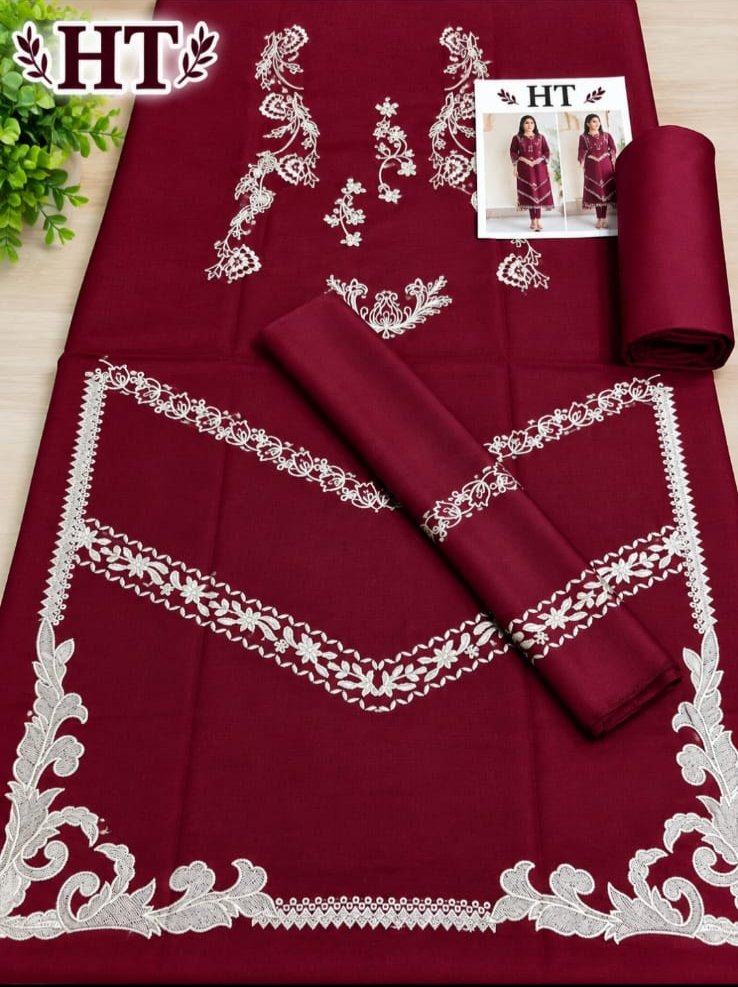 Warm Red Premium Dhanak Embroidered 2-Piece Suit – Winter Collection 2026-27 Image 2
