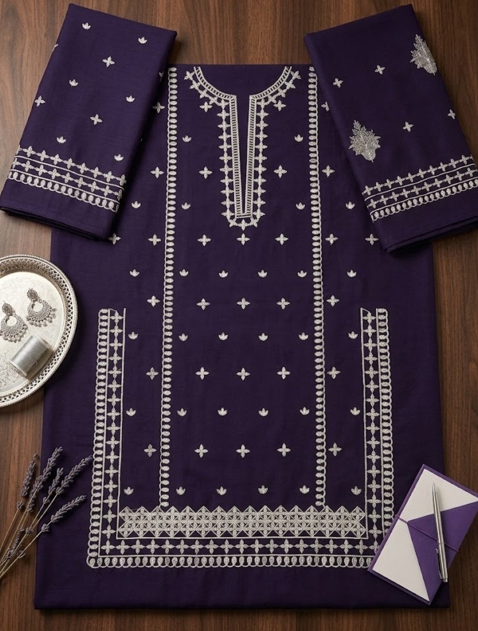 Warm Pum Premium Dhanak Embroidered 2-Piece Suit – Winter Collection 2026-27 Image 2