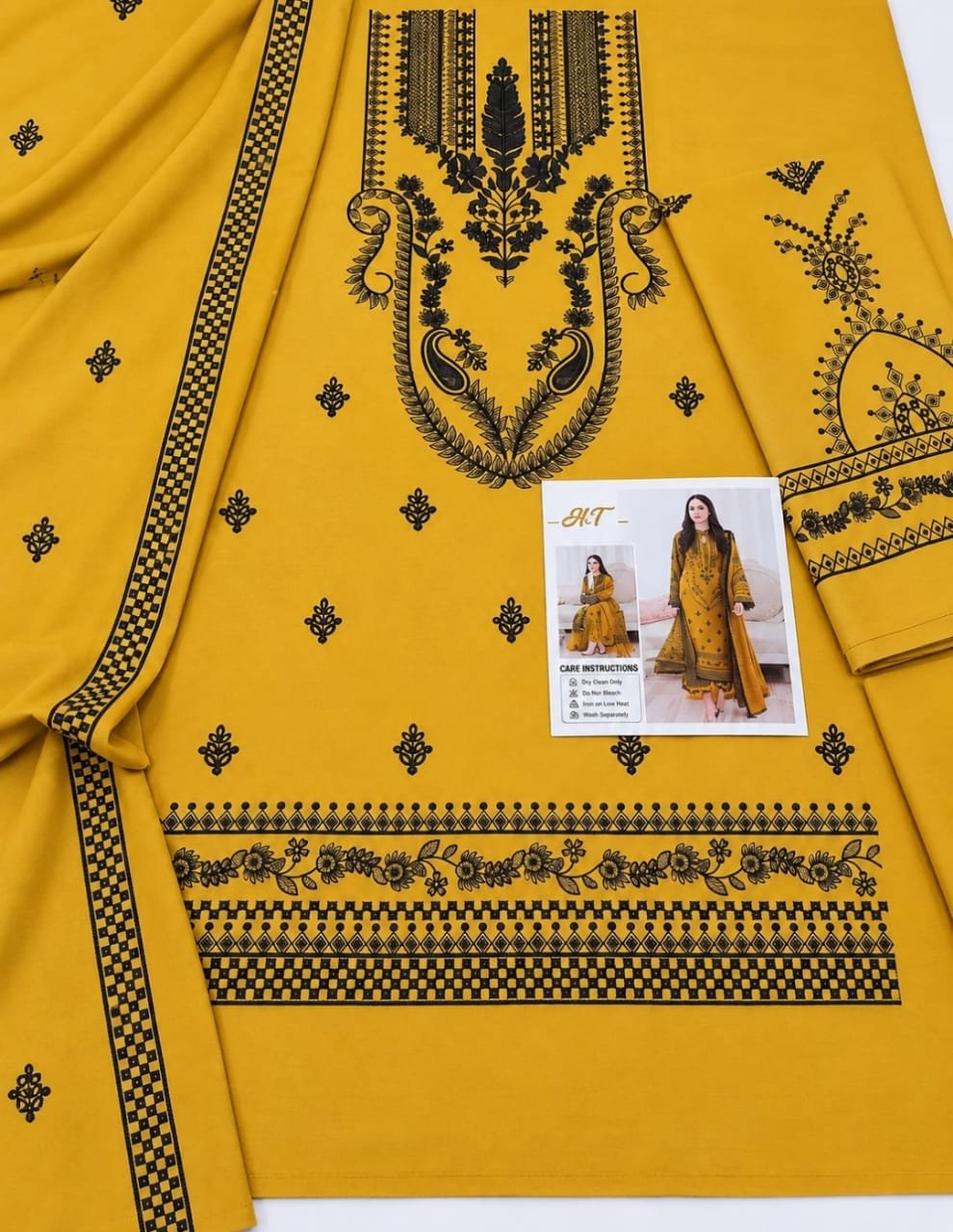 Premium Mustard Dhanak Embroidered Winter Collection with Pashmina Shawl Image 2