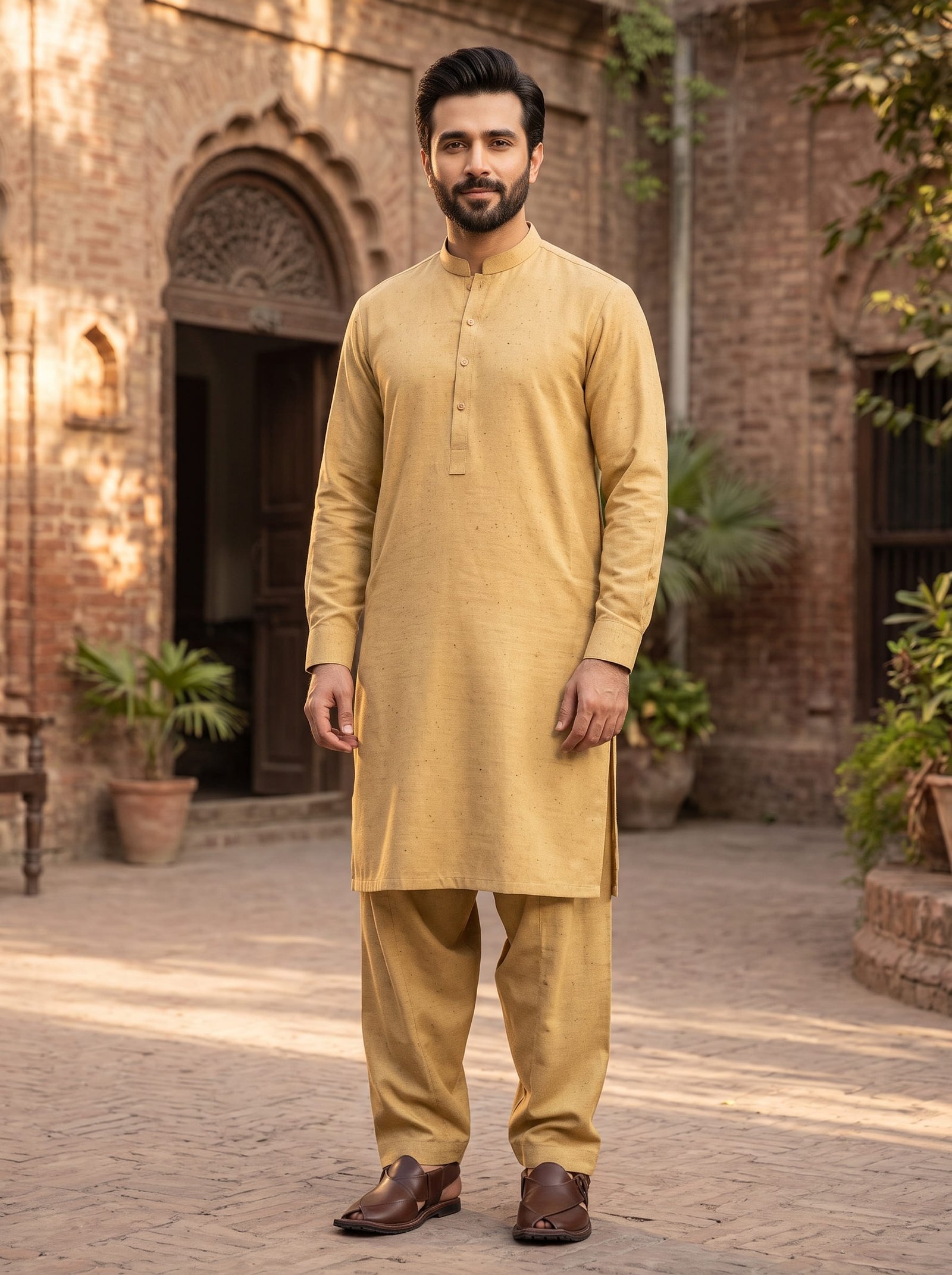 Lemon Yellow Classic & VIP Khaddar Unstitched Men’s Winter Suit