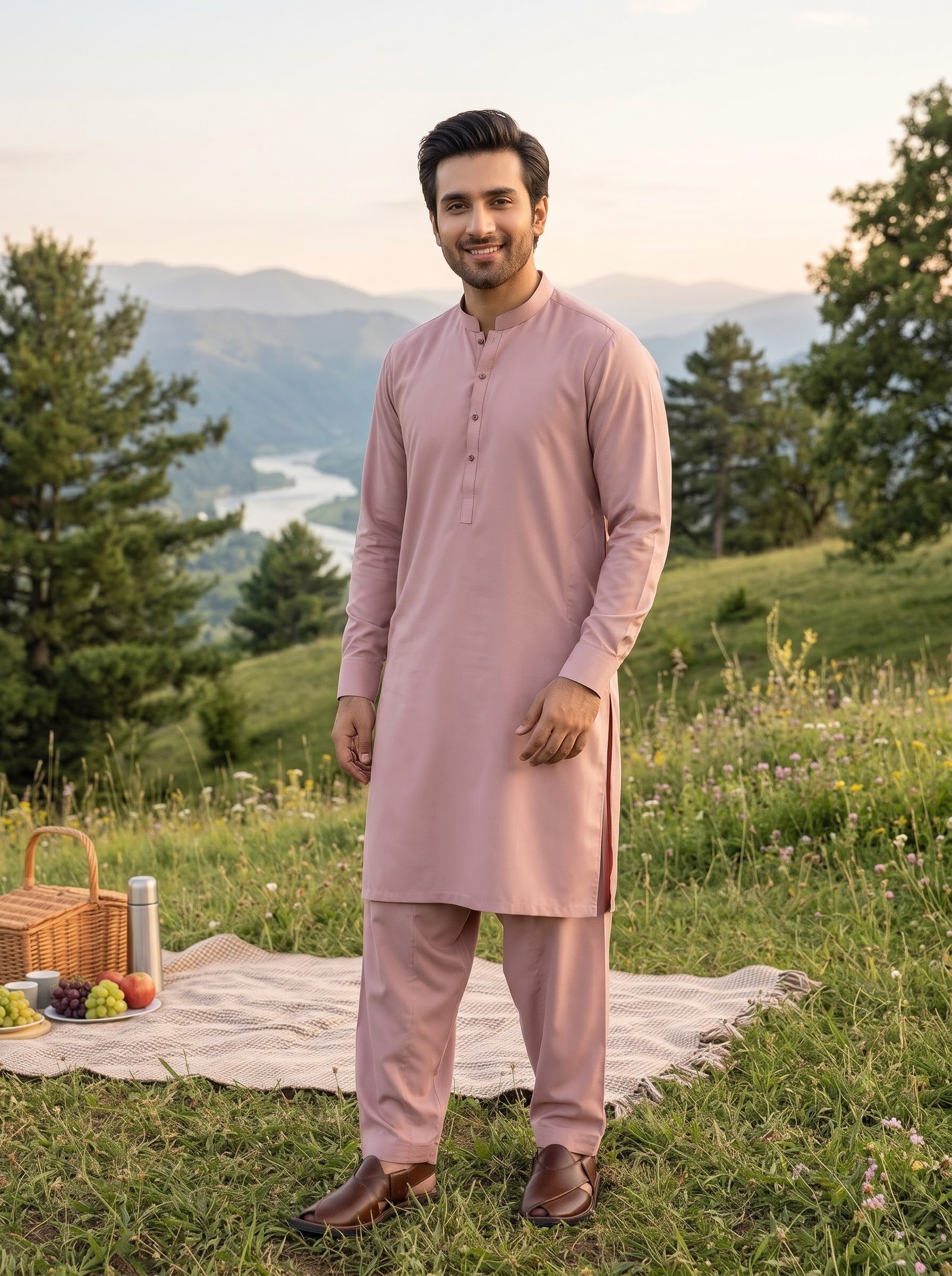 Dusty Pink Premium Microfiber Wash & Wear Fabric for Men – 4 Meter Unstitched Suit | Image 2