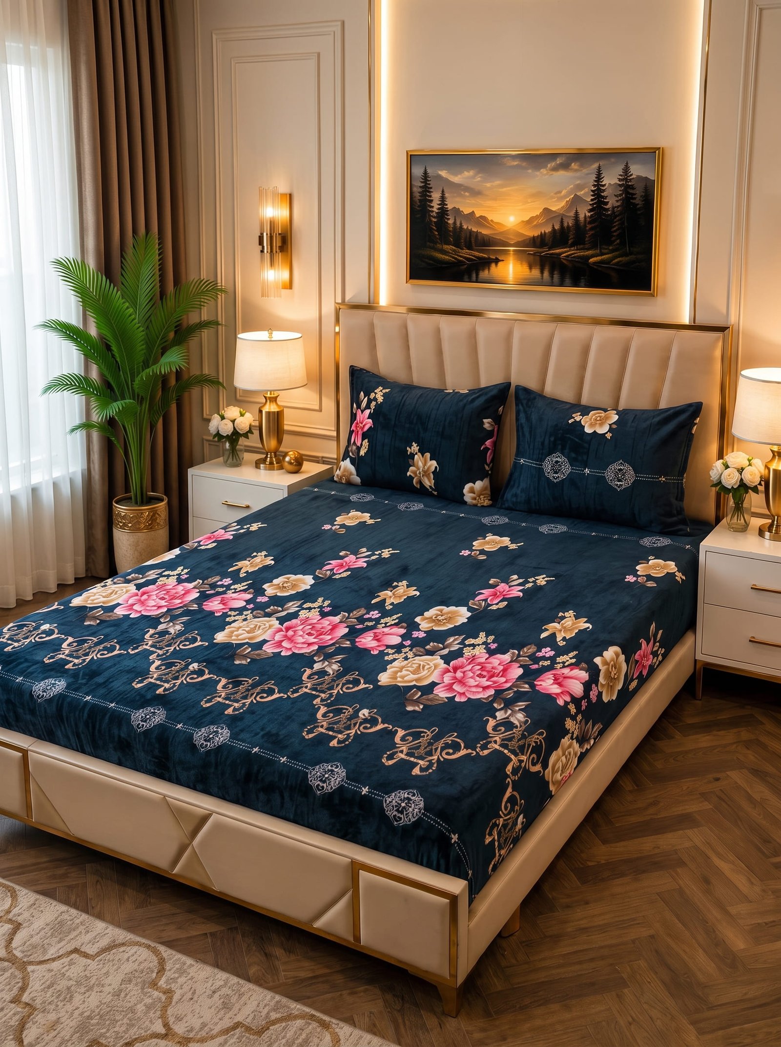 Premium 3Pc Soft Fleece Bedsheet | Elegant Designs