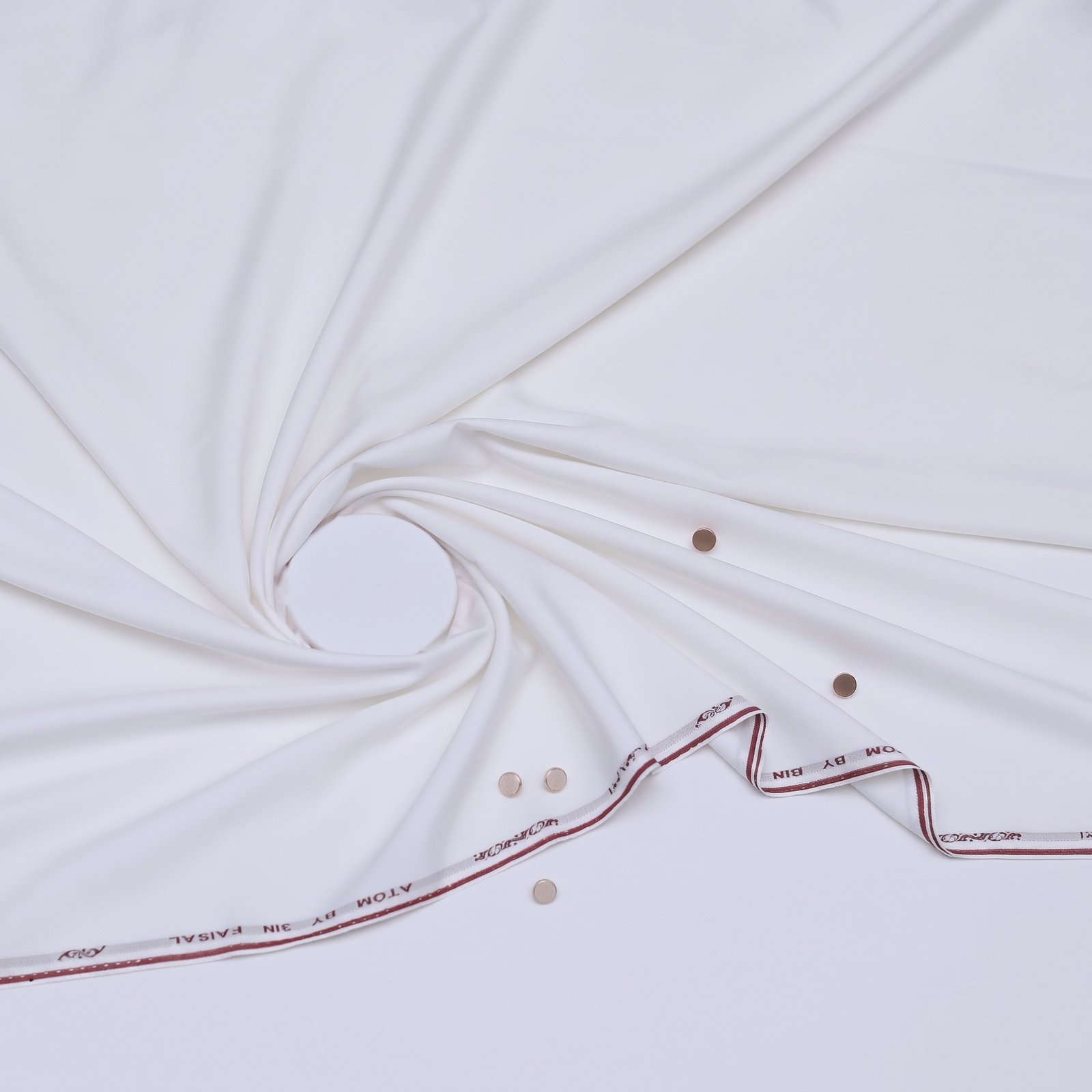 White Wrinkle-Free Wash & Wear Fabric – 4 Meter Unstitched Suit Image 2