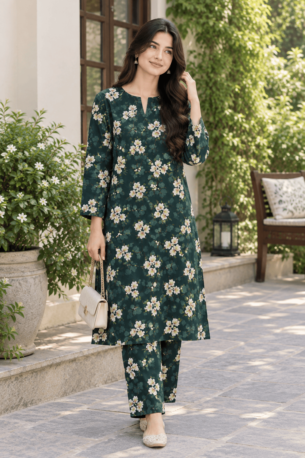 Forest Bloom Print Khaddar 2 Piece Suit – Digital Printed Winter Collection