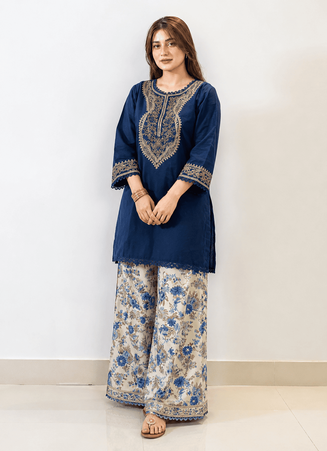Warm Blue Premium Dhanak Embroidered 2-Piece Suit – Winter Collection 2026-27