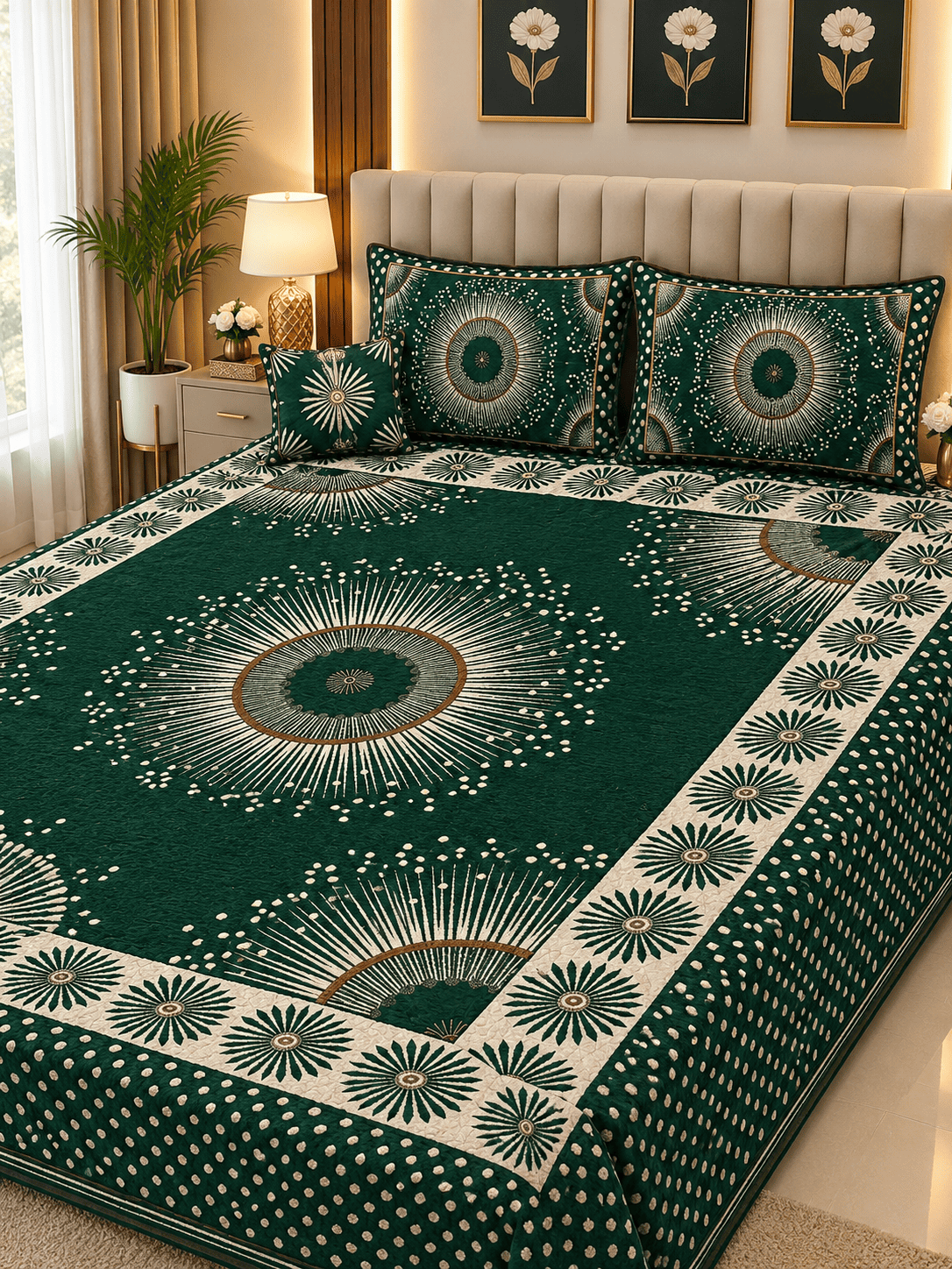 4 Piece King Size Velvet Jacquard Bedsheet Set – Premium Luxury Bedding Set
