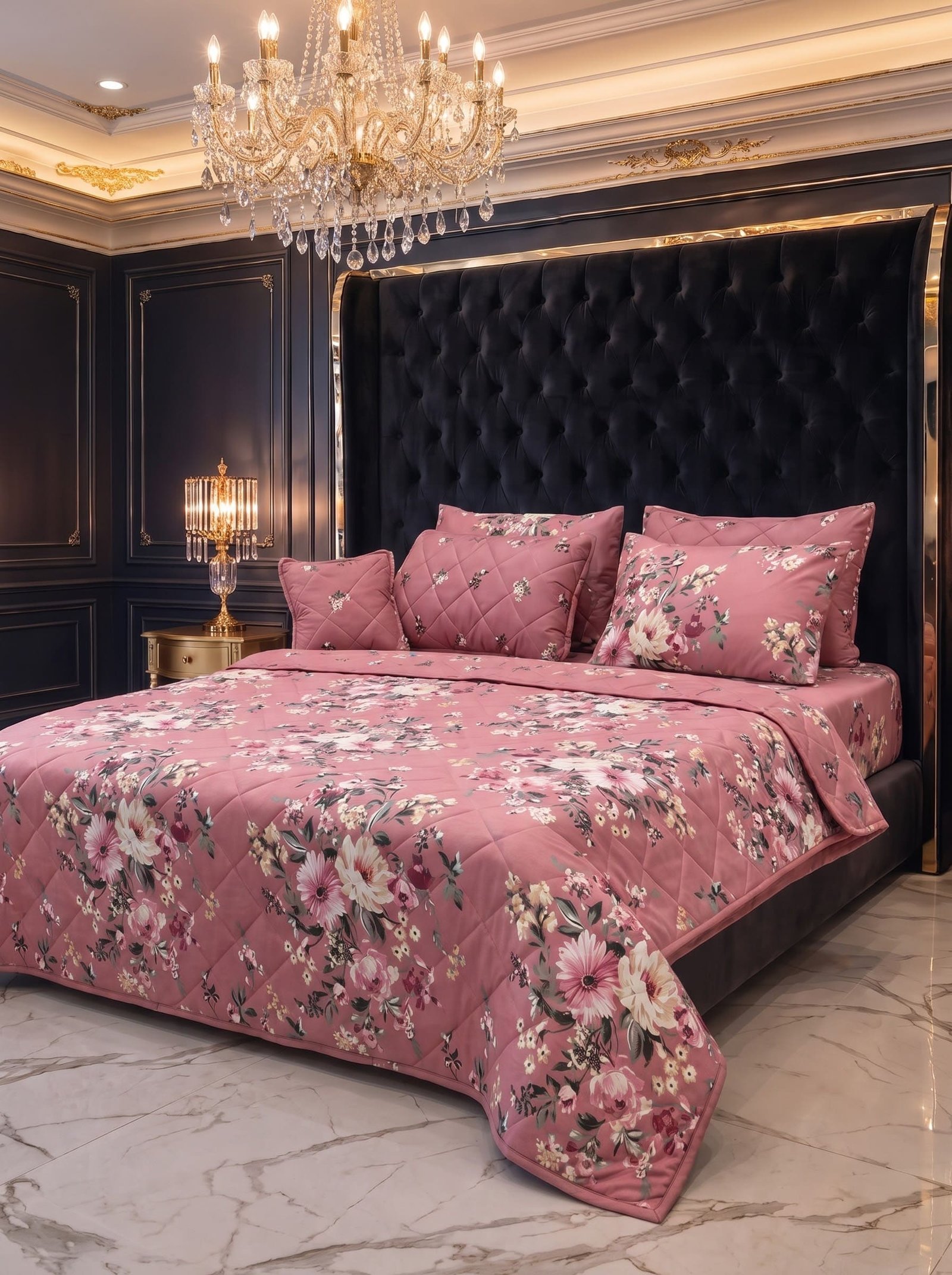 7-Piece Printed King Size Comforter Set – Cotton Mix Bedding Set