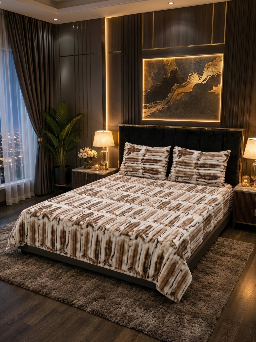Puffy Winter Bedsheet – King Size | Soft & Cozy Printed Bedsheet with 2 Pillow Covers