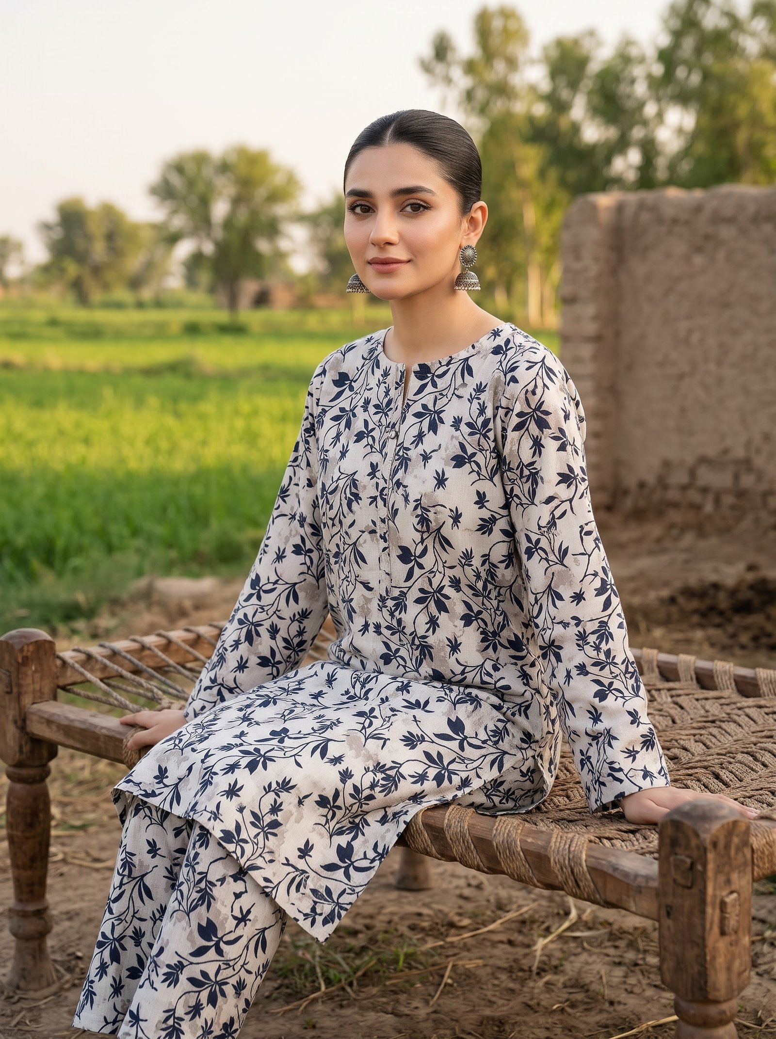 Paisley Black Print Khaddar 2 Piece Suit – Digital Printed Winter Collection