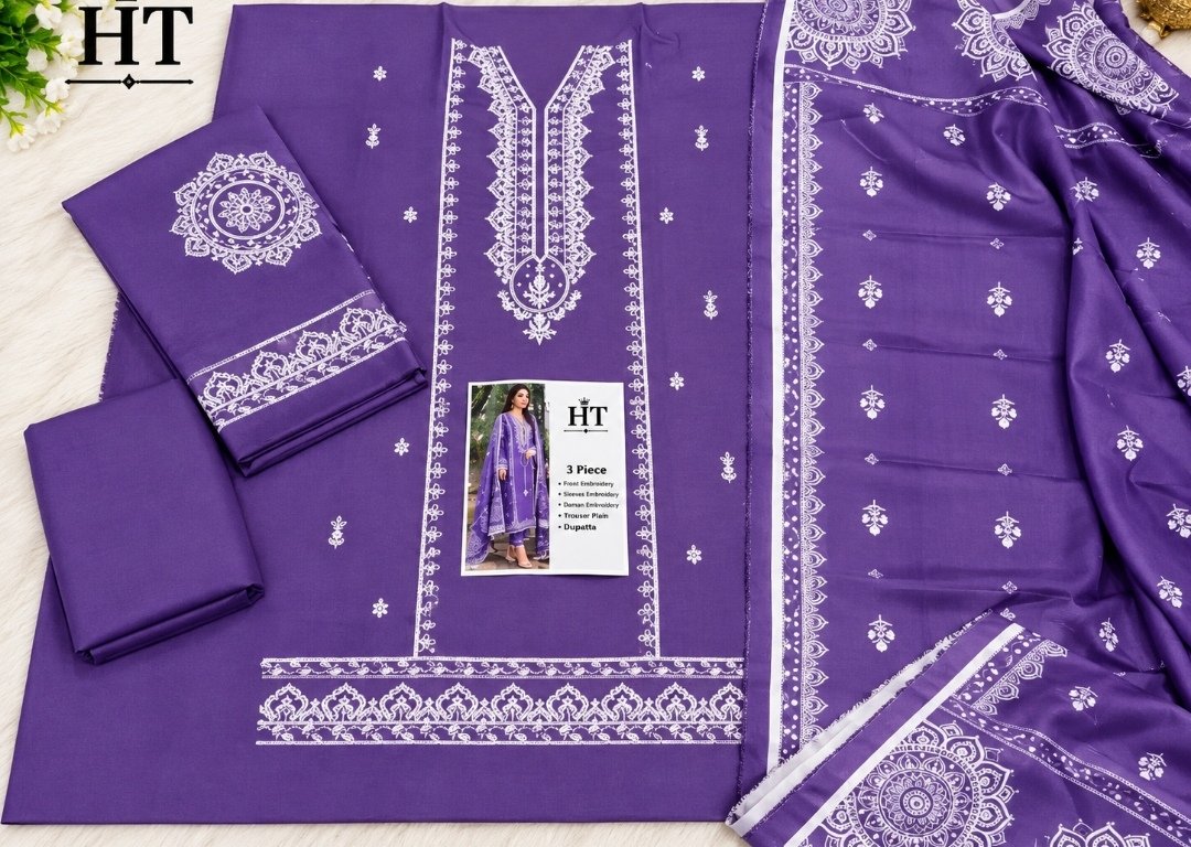 Premium Lavender Dhanak Embroidered Winter Collection with Pashmina Shawl Image 2