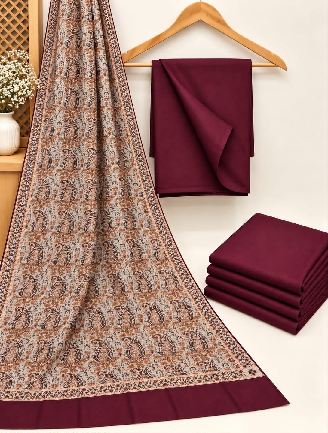 Imperial Noor Winter Dhanak Suit with Turkish Jacquard Shawl Image 2