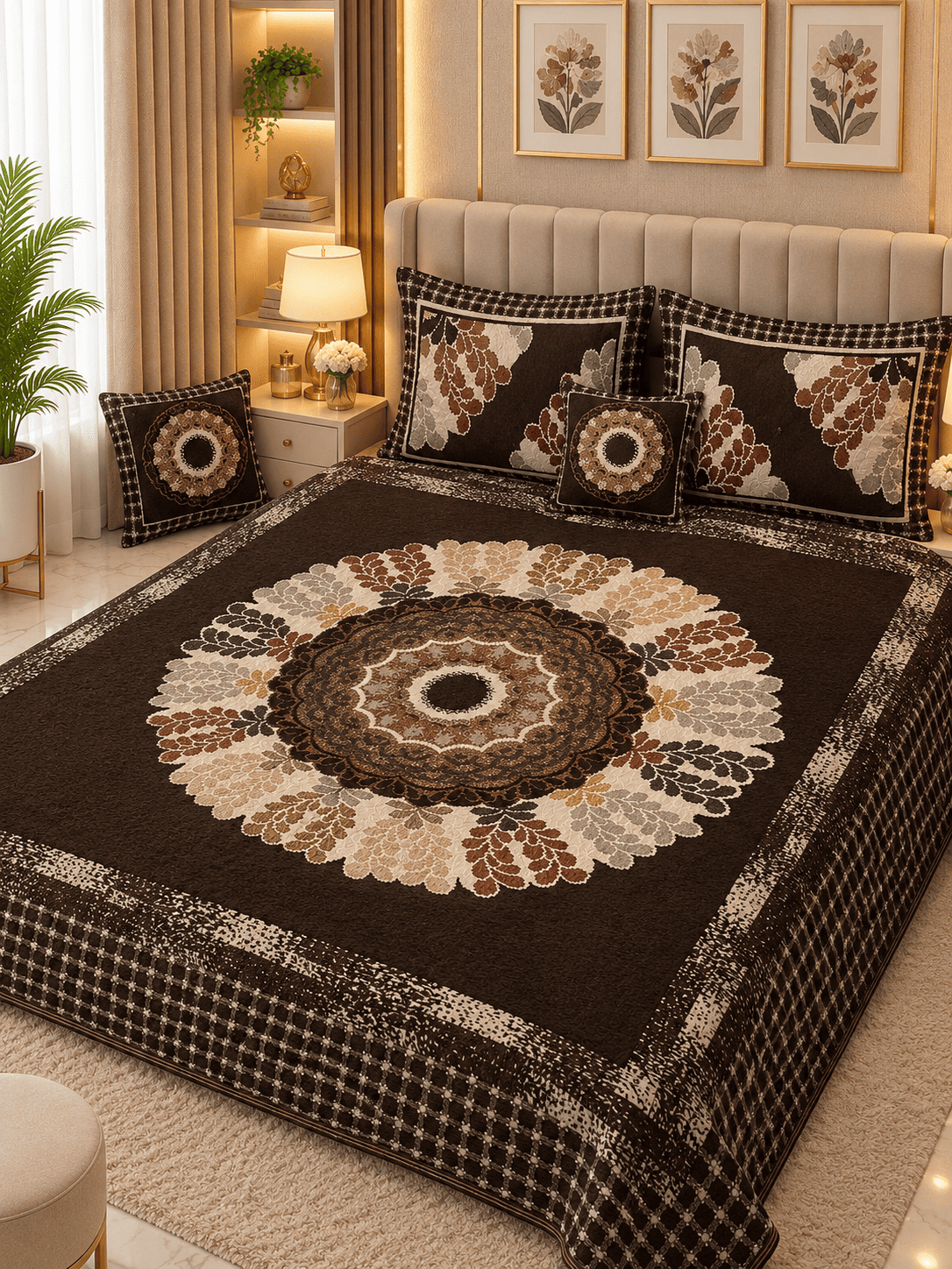 4 Piece King Size Velvet Jacquard Bedsheet Set – Premium Luxury Bedding Set
