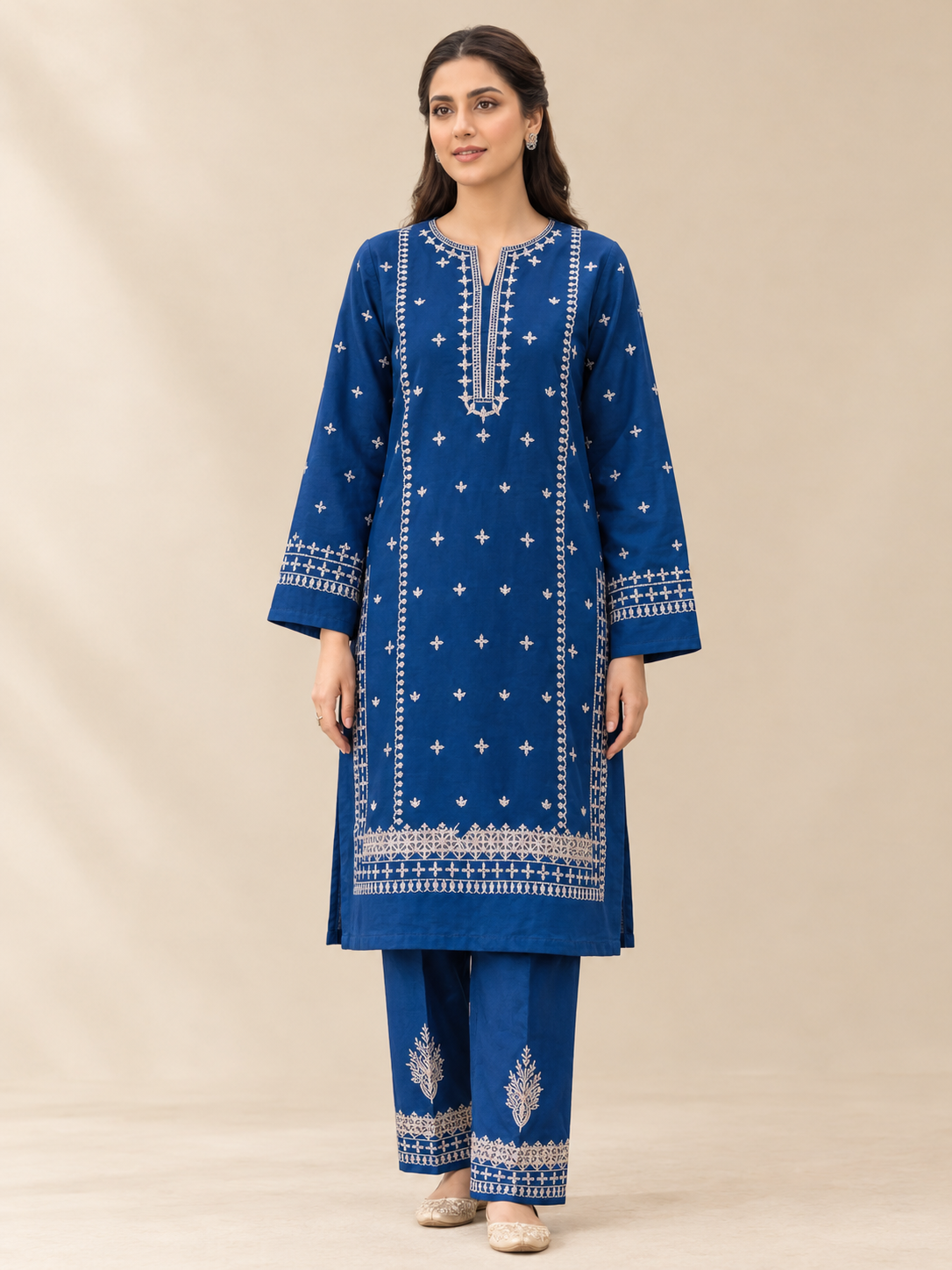 Blue Majesty Premium Dhanak Embroidered 2-Piece Suit – Winter Collection 2026-27