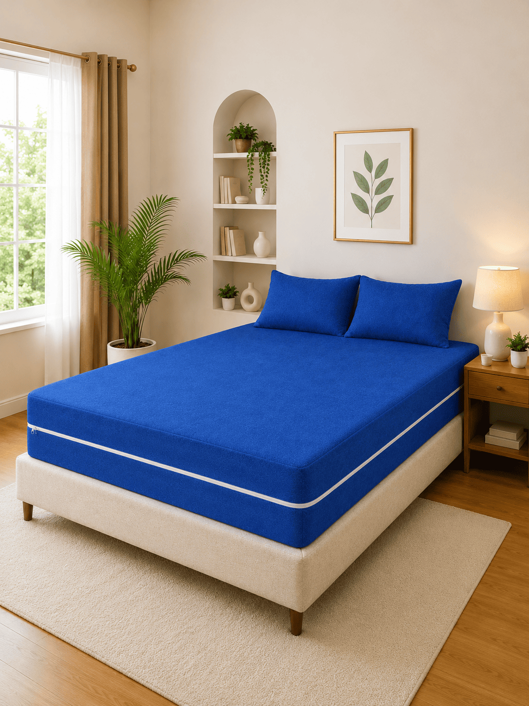 Ocean Blue Zipper Waterproof Mattress Protector – Standard King Size
