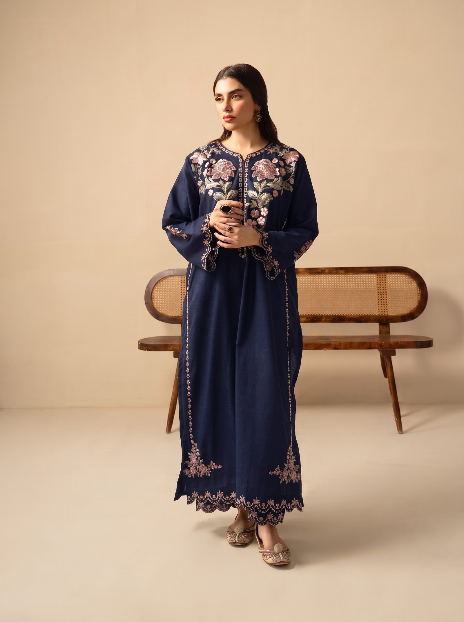 Royal Blue Elegant Heavy Embroidered Silk 2-Piece Unstitched Suit
