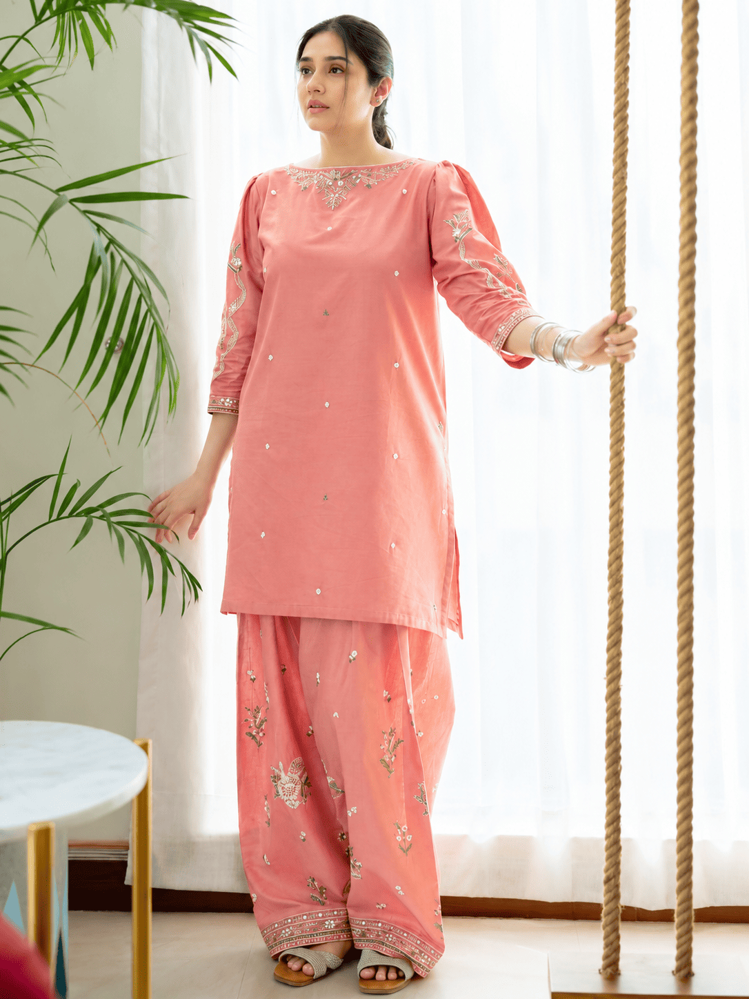 Coral Dhanak Embroidered 2-Piece Suit – Winter Collection 2026-27