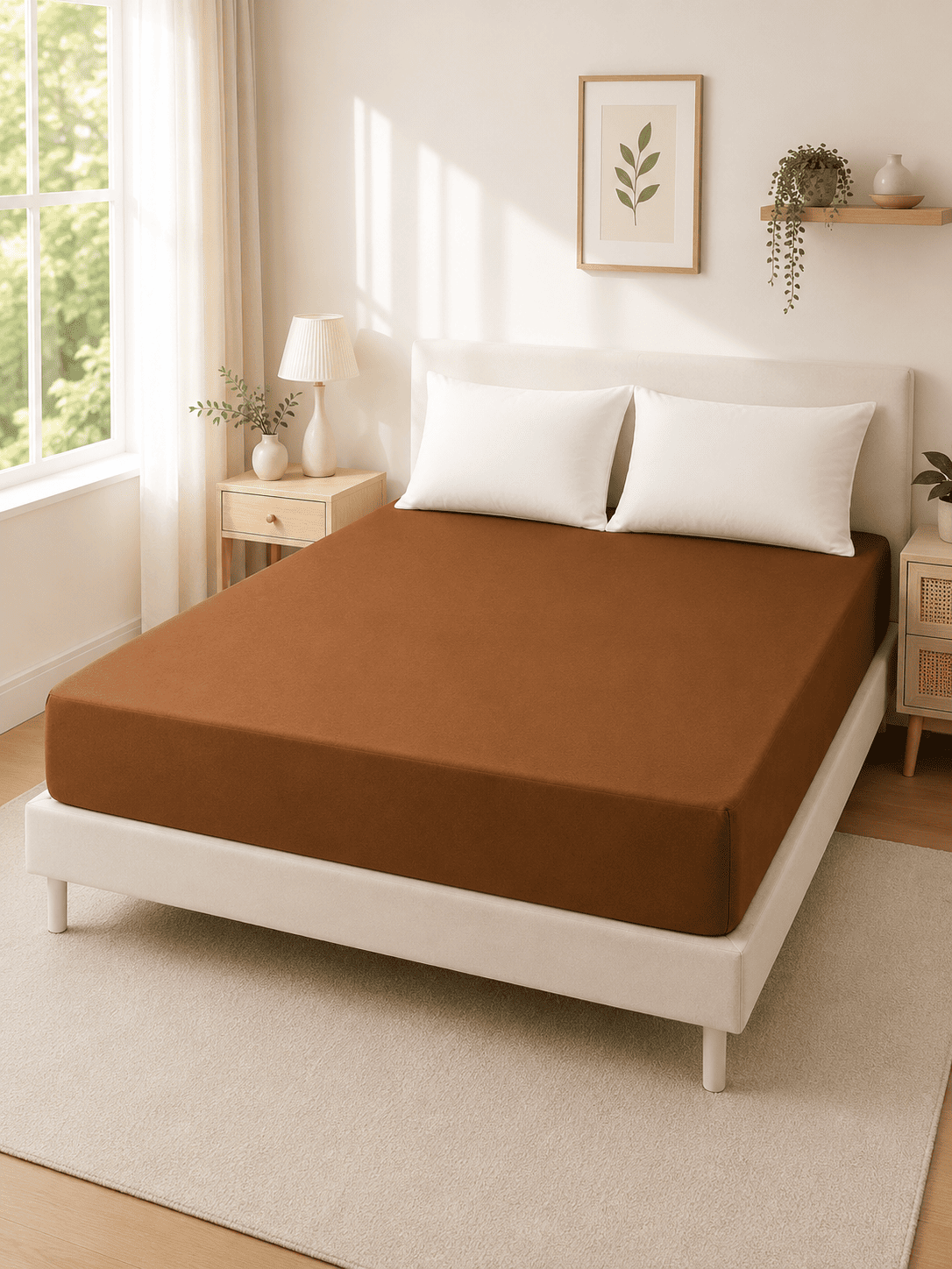 Coffee Micro Fitted Waterproof Mattress Protector – Standard King Size