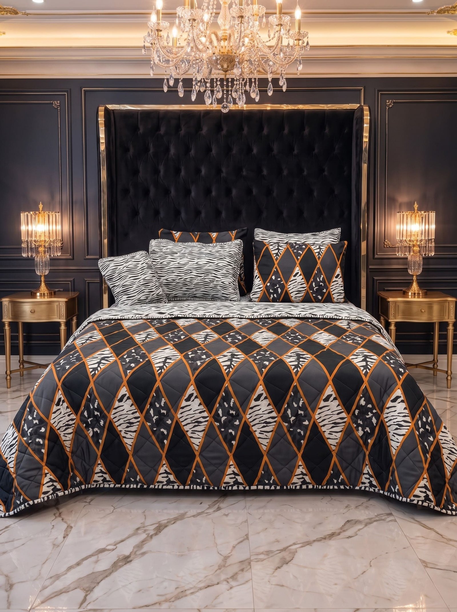 7-Piece Printed King Size Comforter Set – Cotton Mix Bedding Set