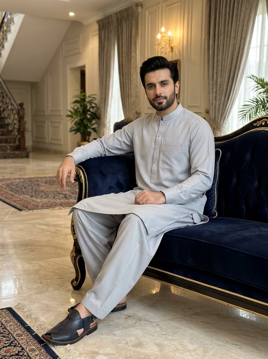 Silver Grey Men’s Tropical Wash & Wear Fabric – 4 Meter Unstitched Suit