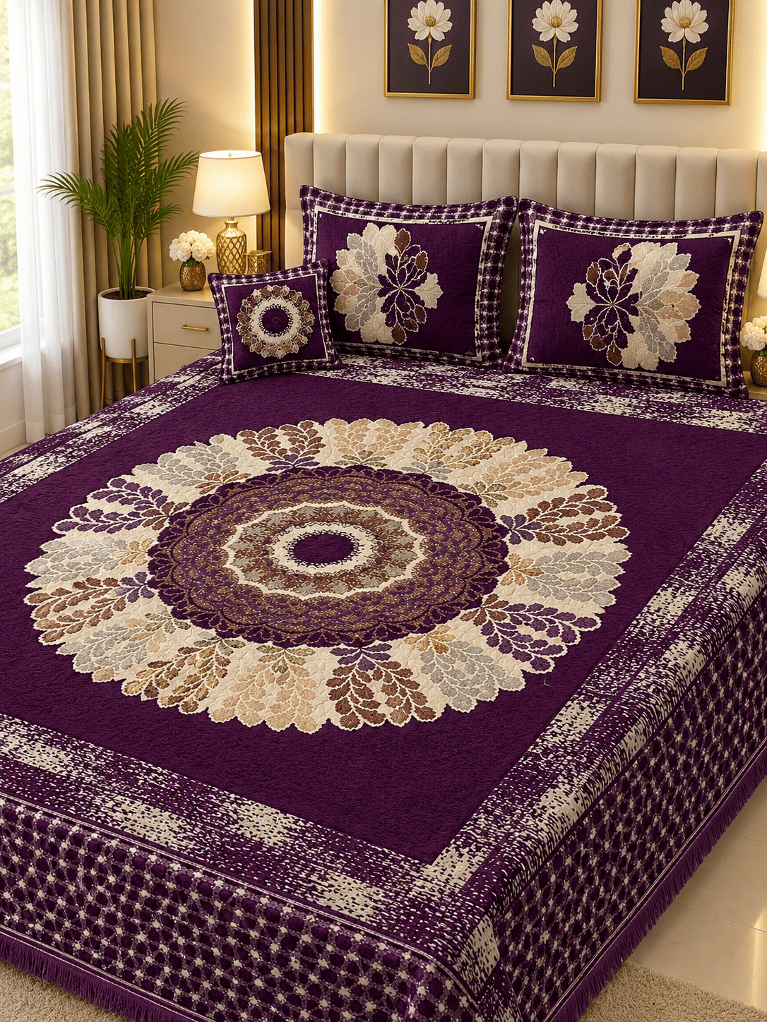4 Piece King Size Velvet Jacquard Bedsheet Set – Premium Luxury Bedding Set