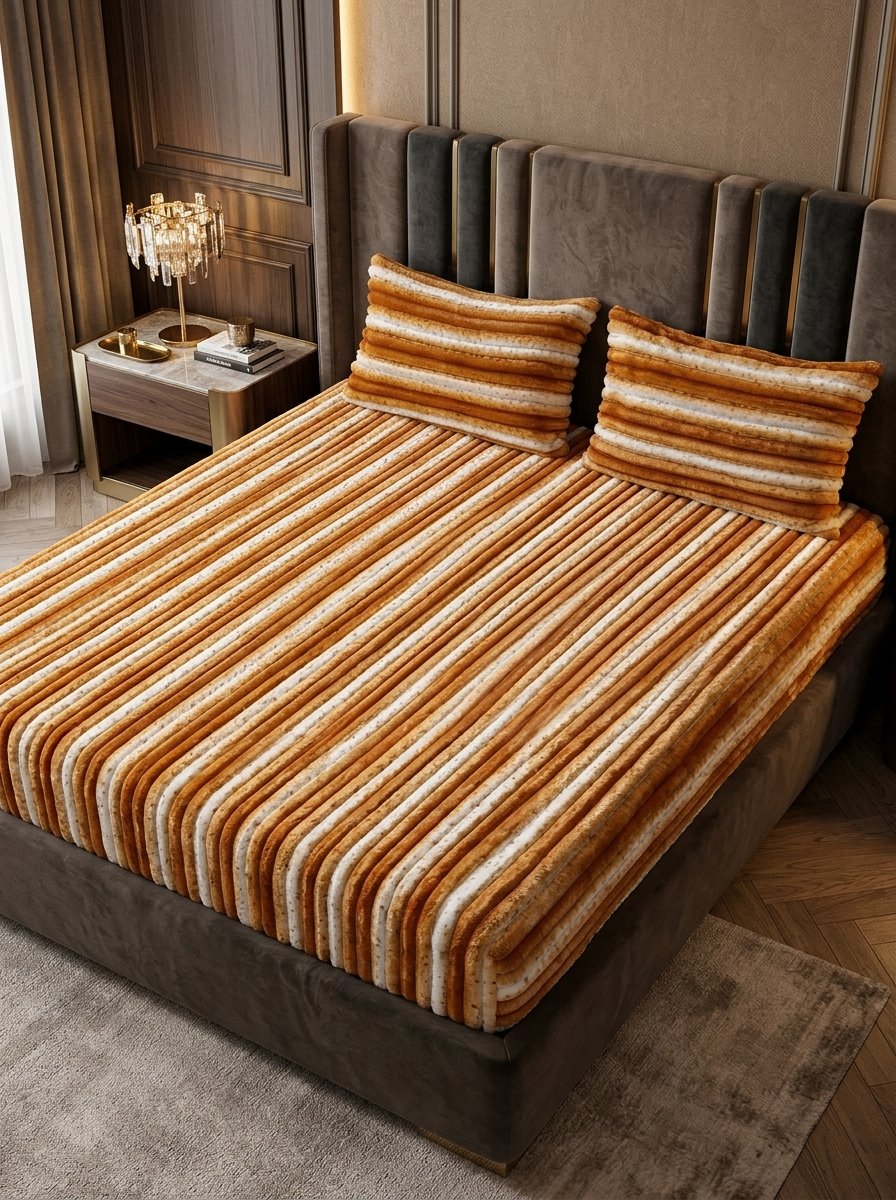 Puffy Winter Bedsheet – King Size | Soft & Cozy Printed Bedsheet with 2 Pillow Covers