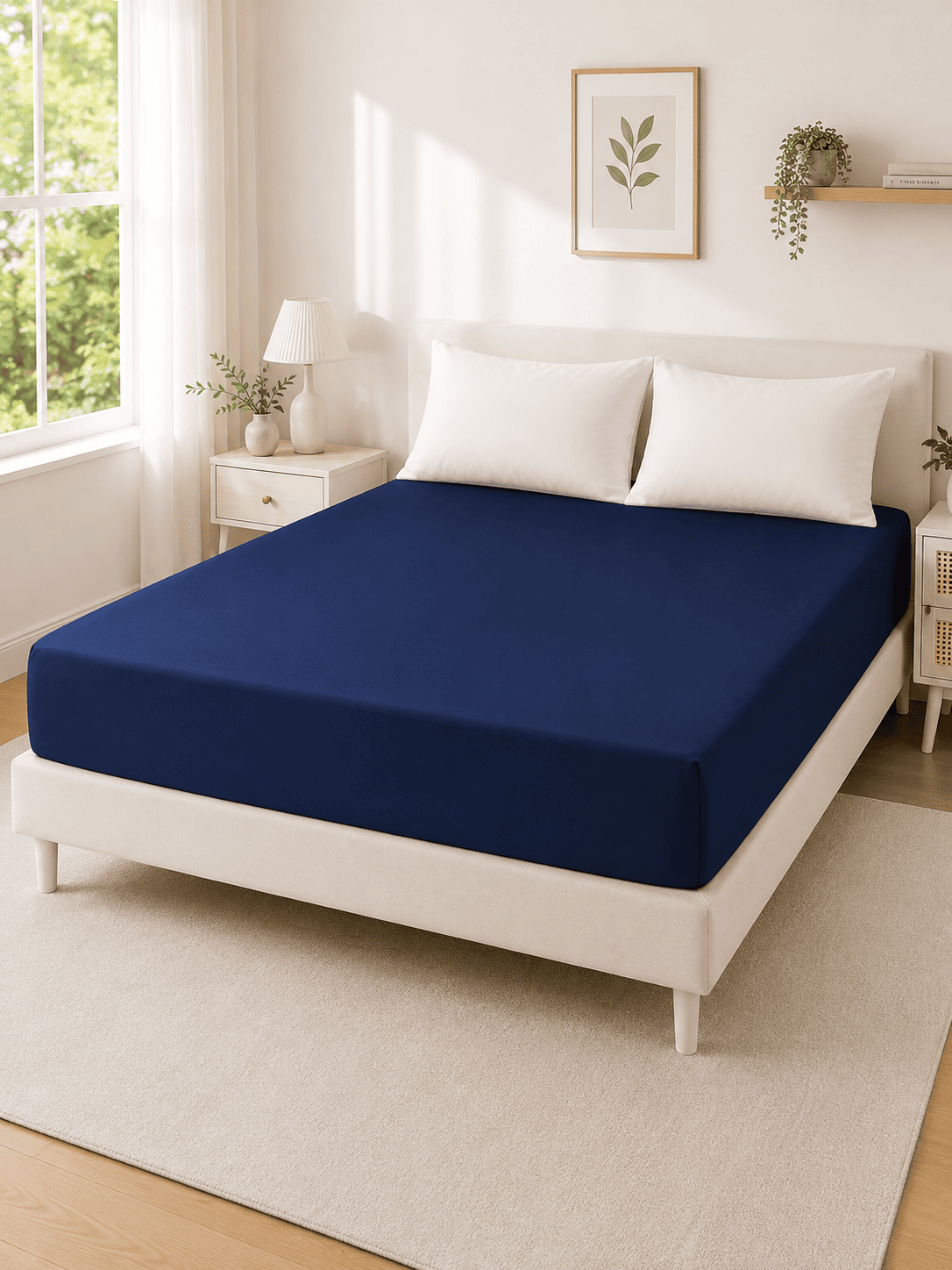 Navy Blue Micro Fitted Waterproof Mattress Protector – Standard King Size