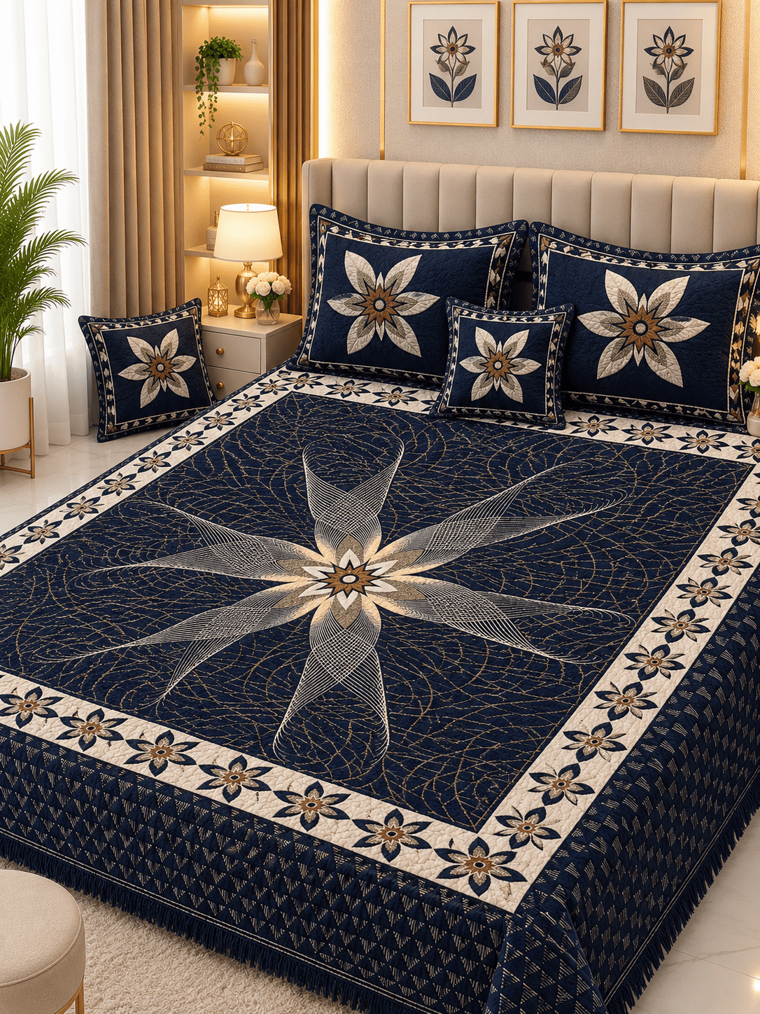 4 Piece King Size Velvet Jacquard Bedsheet Set – Premium Luxury Bedding Set