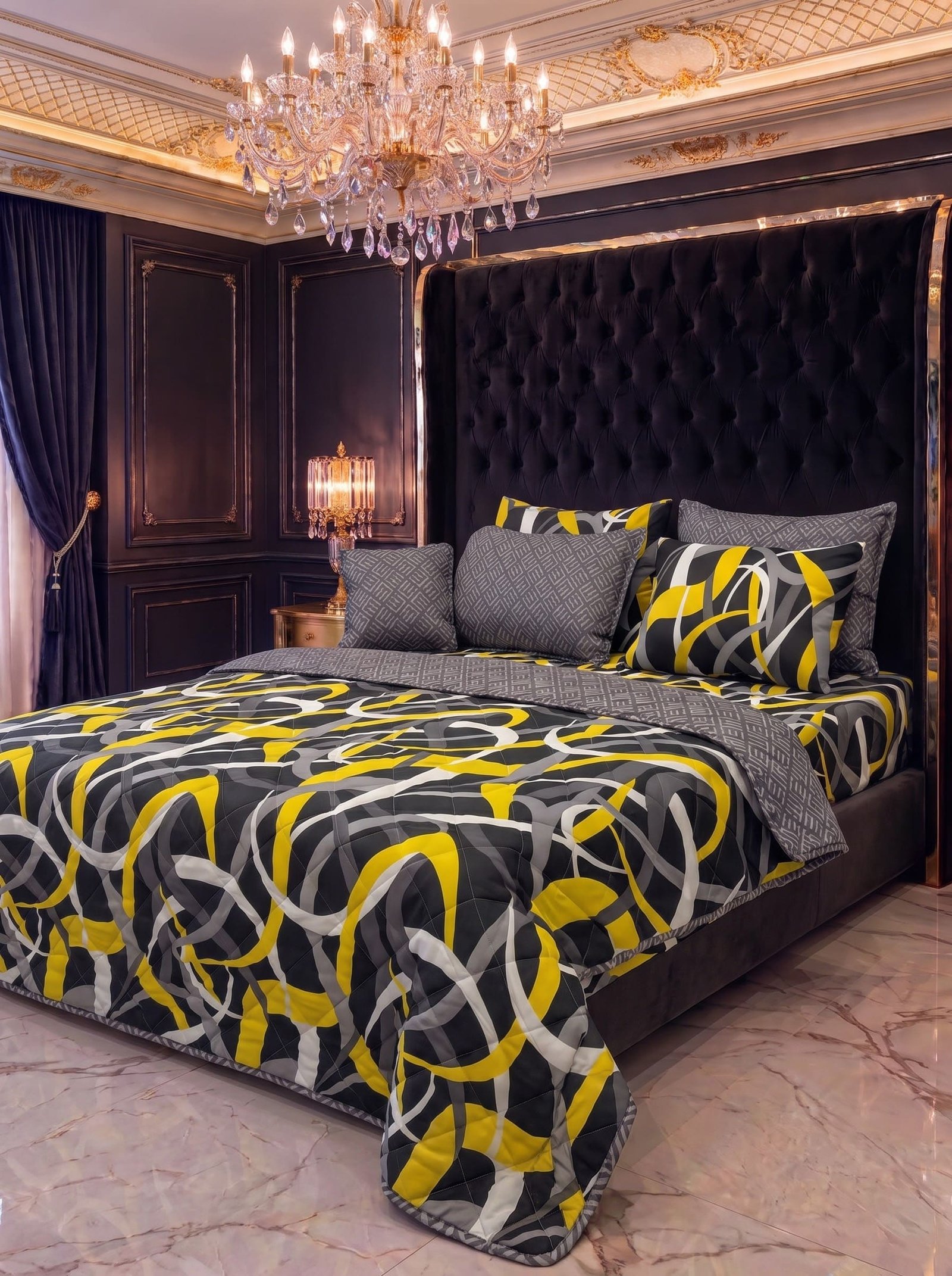 7-Piece Printed King Size Comforter Set – Cotton Mix Bedding Set