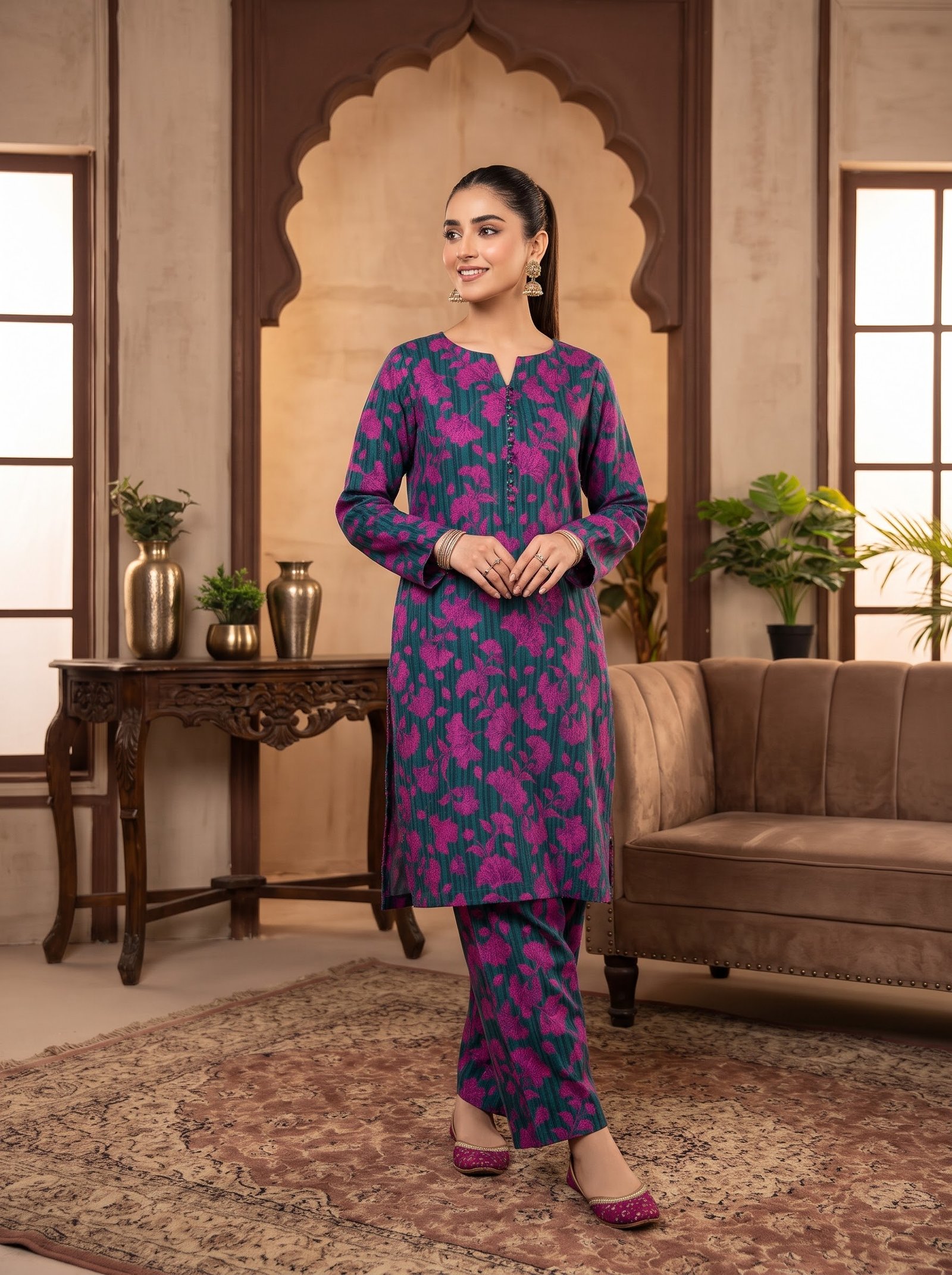 Elegant Aura Print Khaddar 2 Piece Suit – Digital Printed Winter Collection
