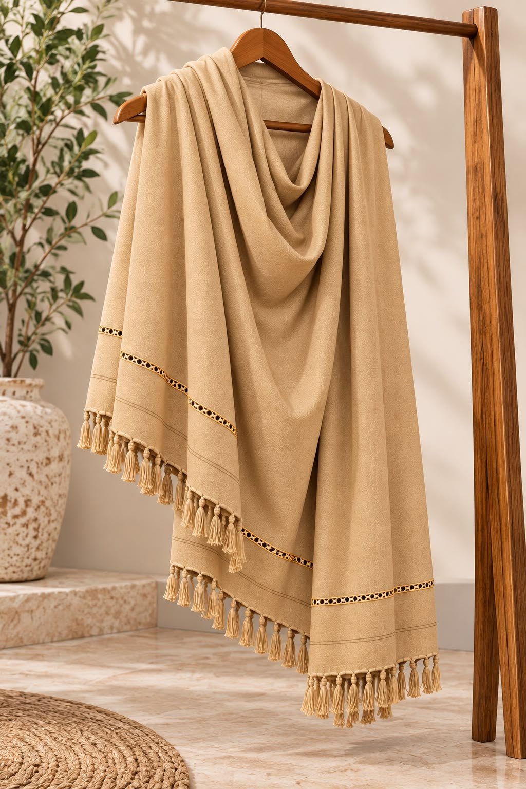 Buttercream Premium Soft Wool Ready-to-Wear Winter Shawl – 3 Yard Stitched Shawl