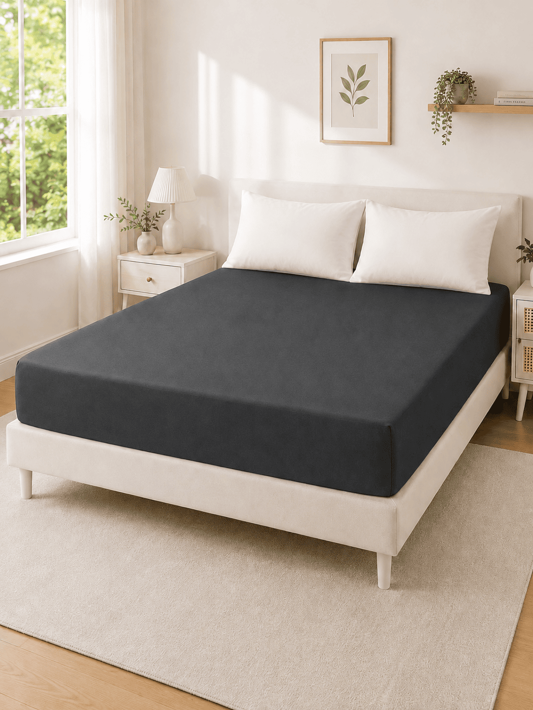 Dark Grey Micro Fitted Waterproof Mattress Protector – Standard King Size