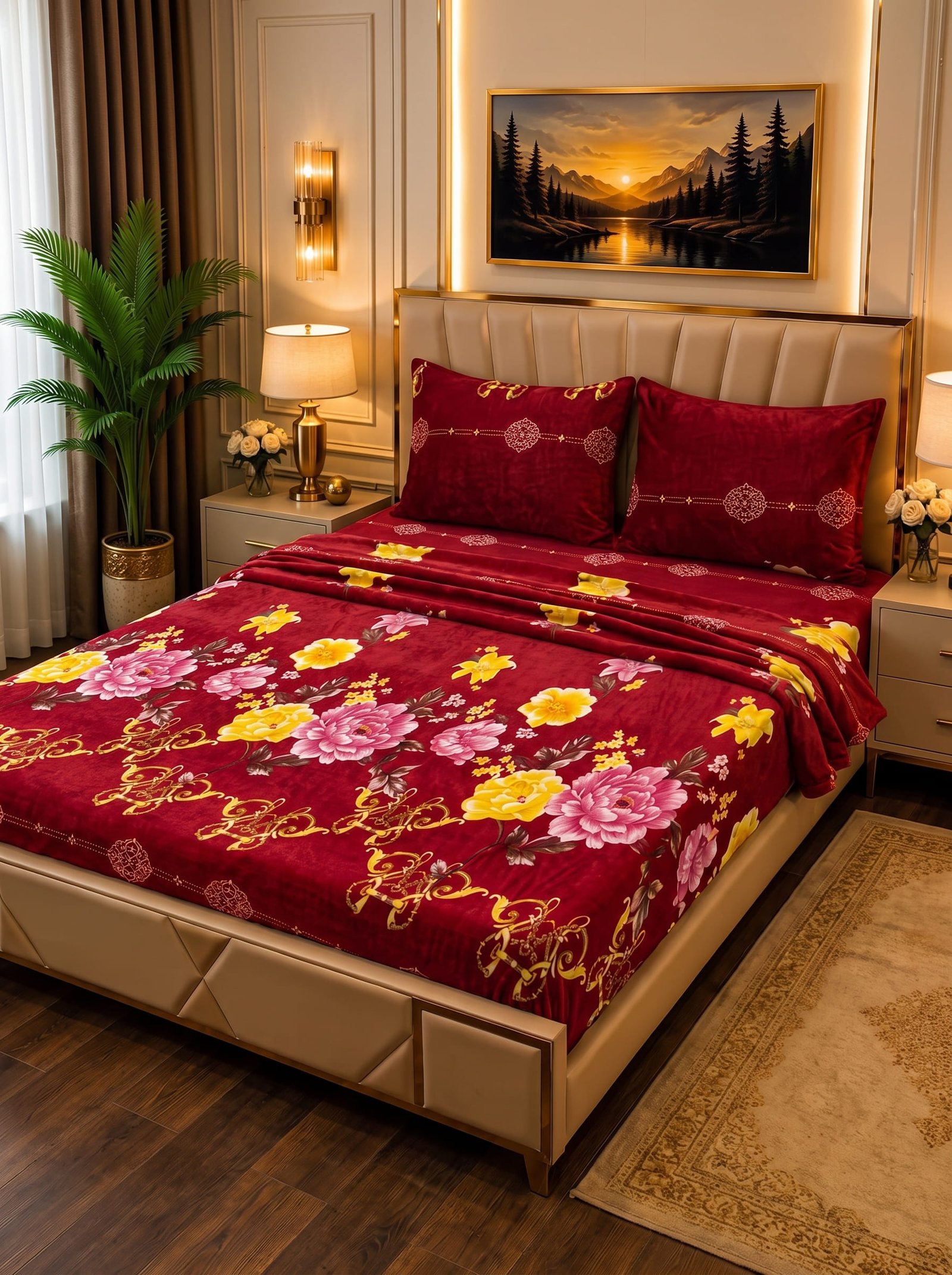 Premium 3Pc Soft Fleece Bedsheet | Elegant Designs