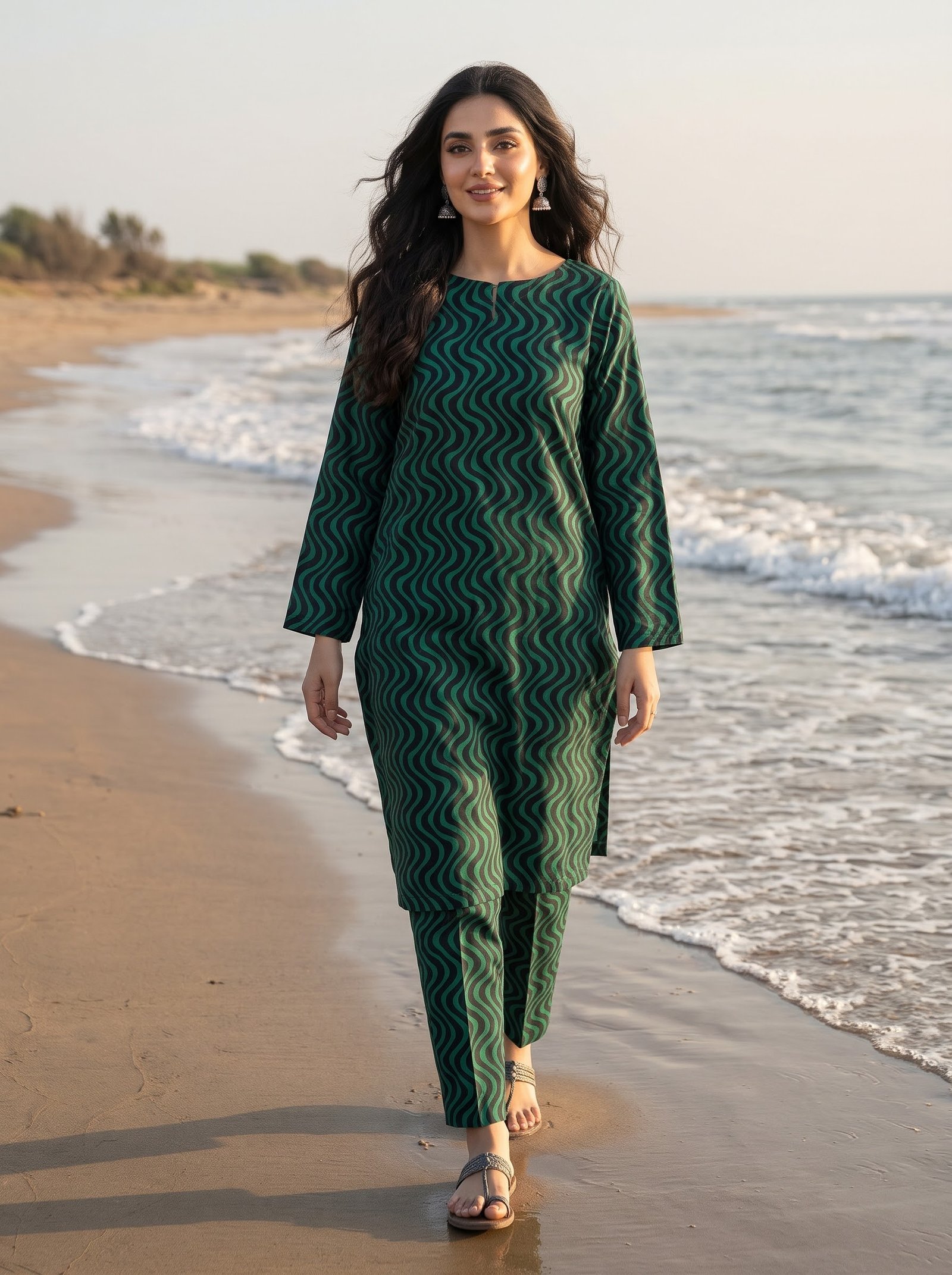 Wavy Print Khaddar 2 Piece Suit – Digital Printed Winter Collection