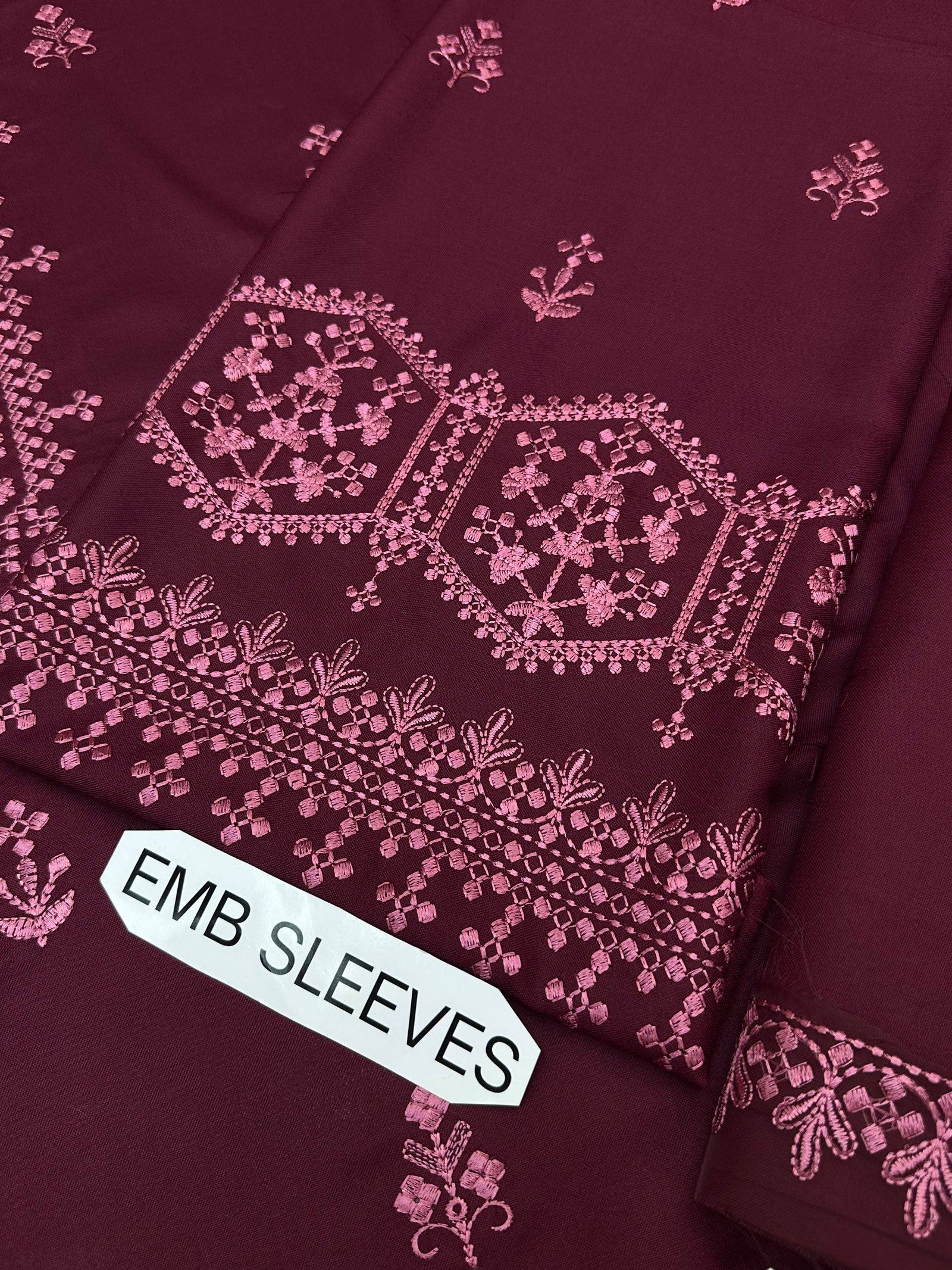 Plum Charm 3-Piece Dhanak Embroidered Suit with Chiffon Embroidered Dupatta Image 3