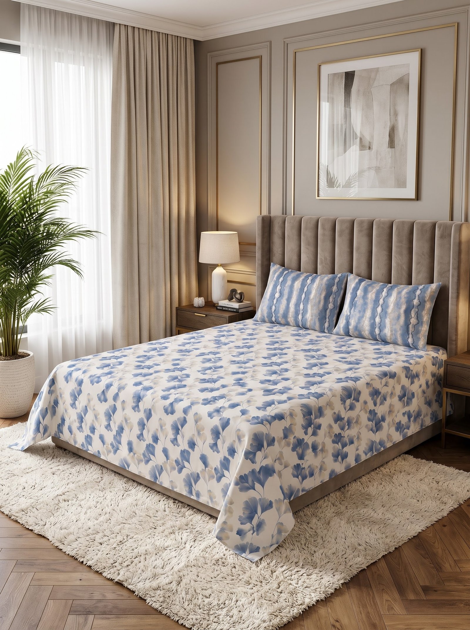 Premium Cotton King Size Bedsheet Set with 2 Pillowcases – 3 Piece Bedding Set