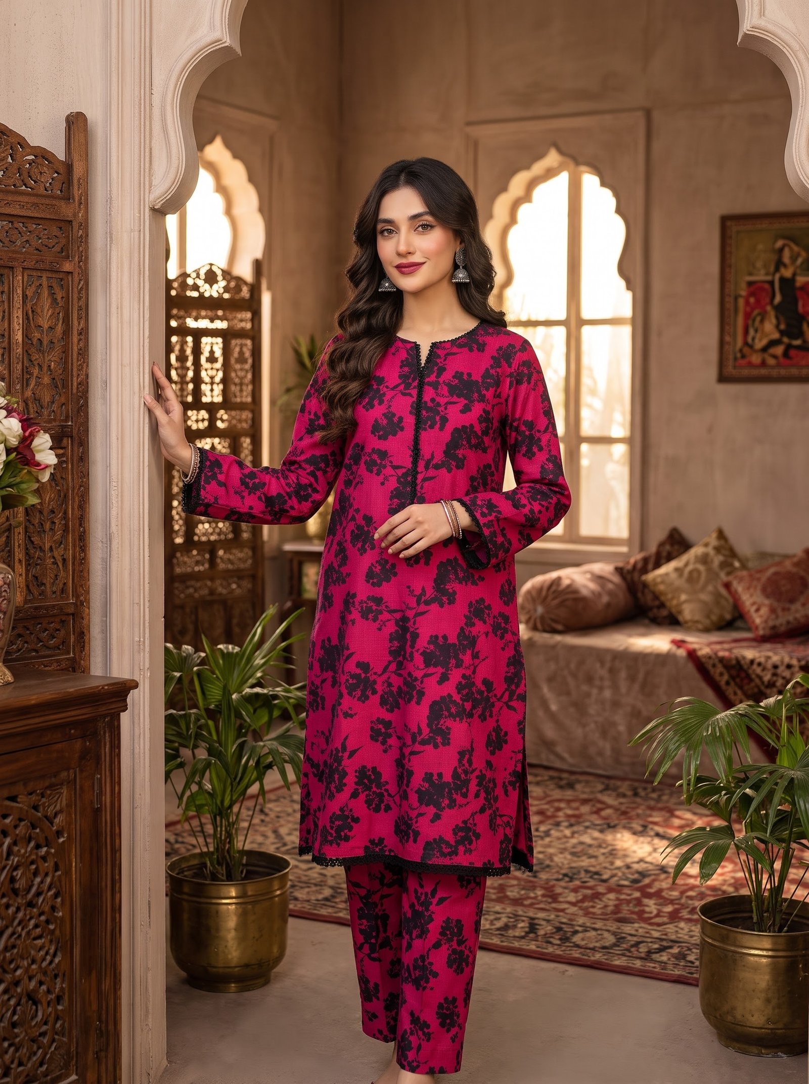 Timeless floral Print Khaddar 2 Piece Suit – Digital Printed Winter Collection