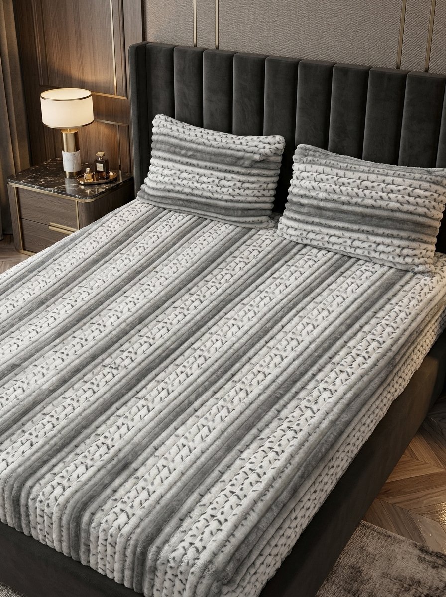 Puffy Winter Bedsheet – King Size | Soft & Cozy Printed Bedsheet with 2 Pillow Covers