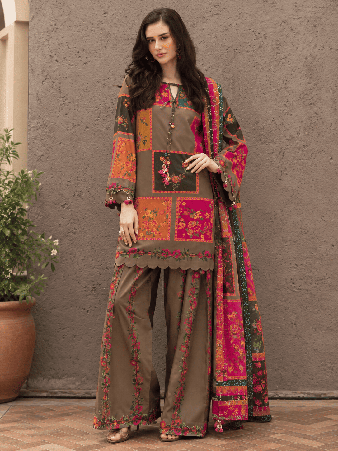 Rustic Bloom Digital Printed Silk 3 Piece Unstitched Suit 2026 | Premium Silk Collection