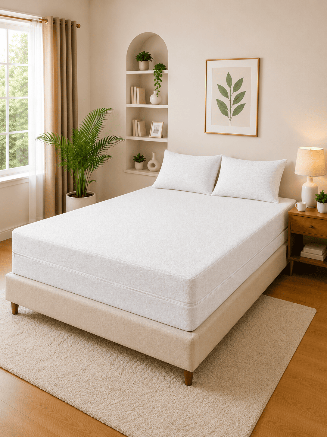 Pearl White Zipper Waterproof Mattress Protector – Standard King Size