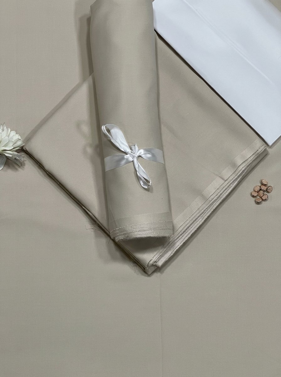 Elegant Beige Men’s Tropical Wash & Wear Fabric – 4 Meter Unstitched Suit Image 2
