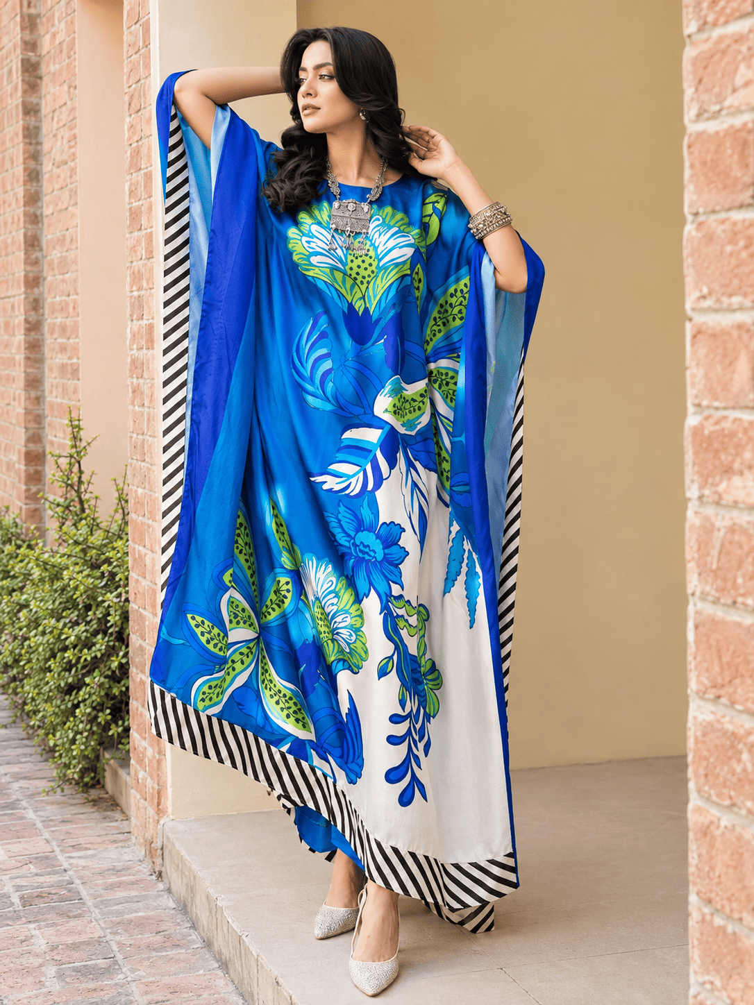Vivid Blue Digital Printed Silk 3 Piece Unstitched Suit 2026 | Premium Silk Collection